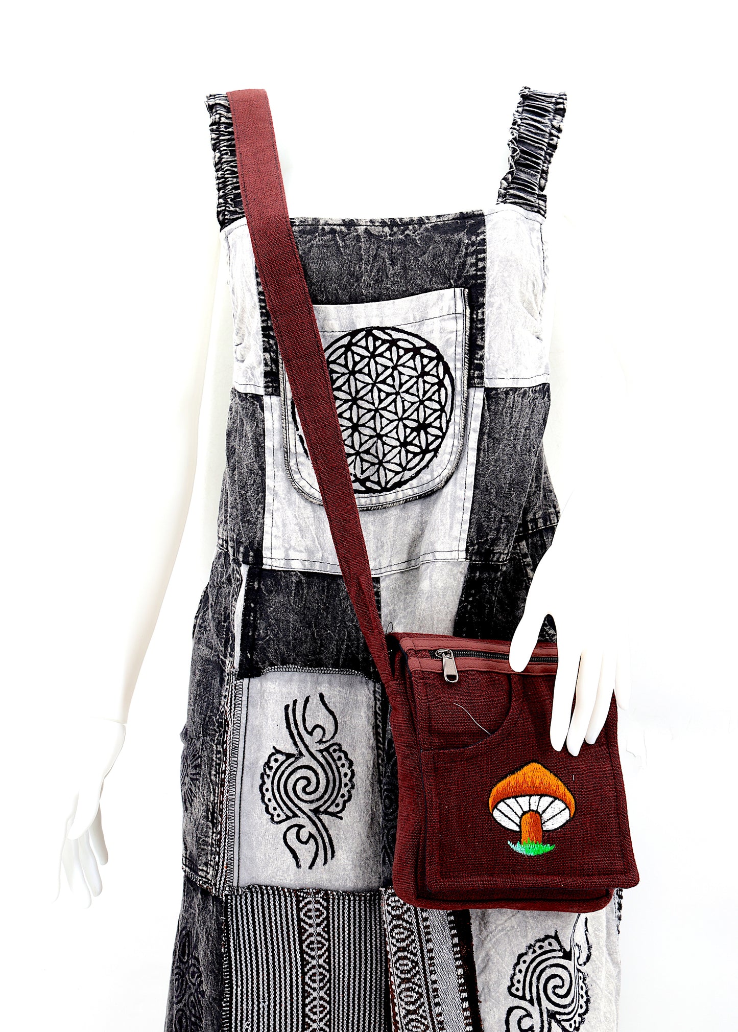 Cotton Mushroom Hand Embroidered Passport Bag