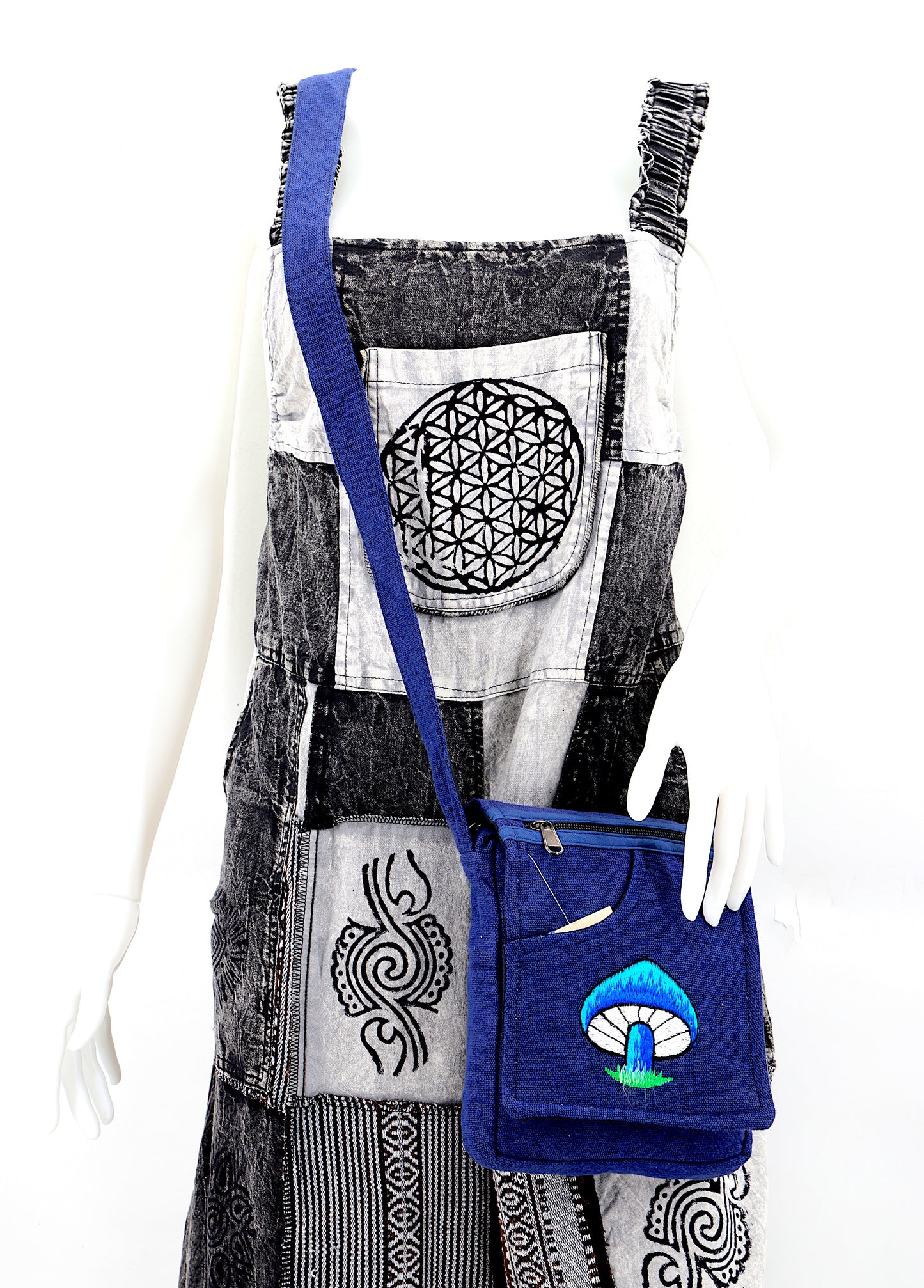 Cotton Mushroom Hand Embroidered Passport Bag