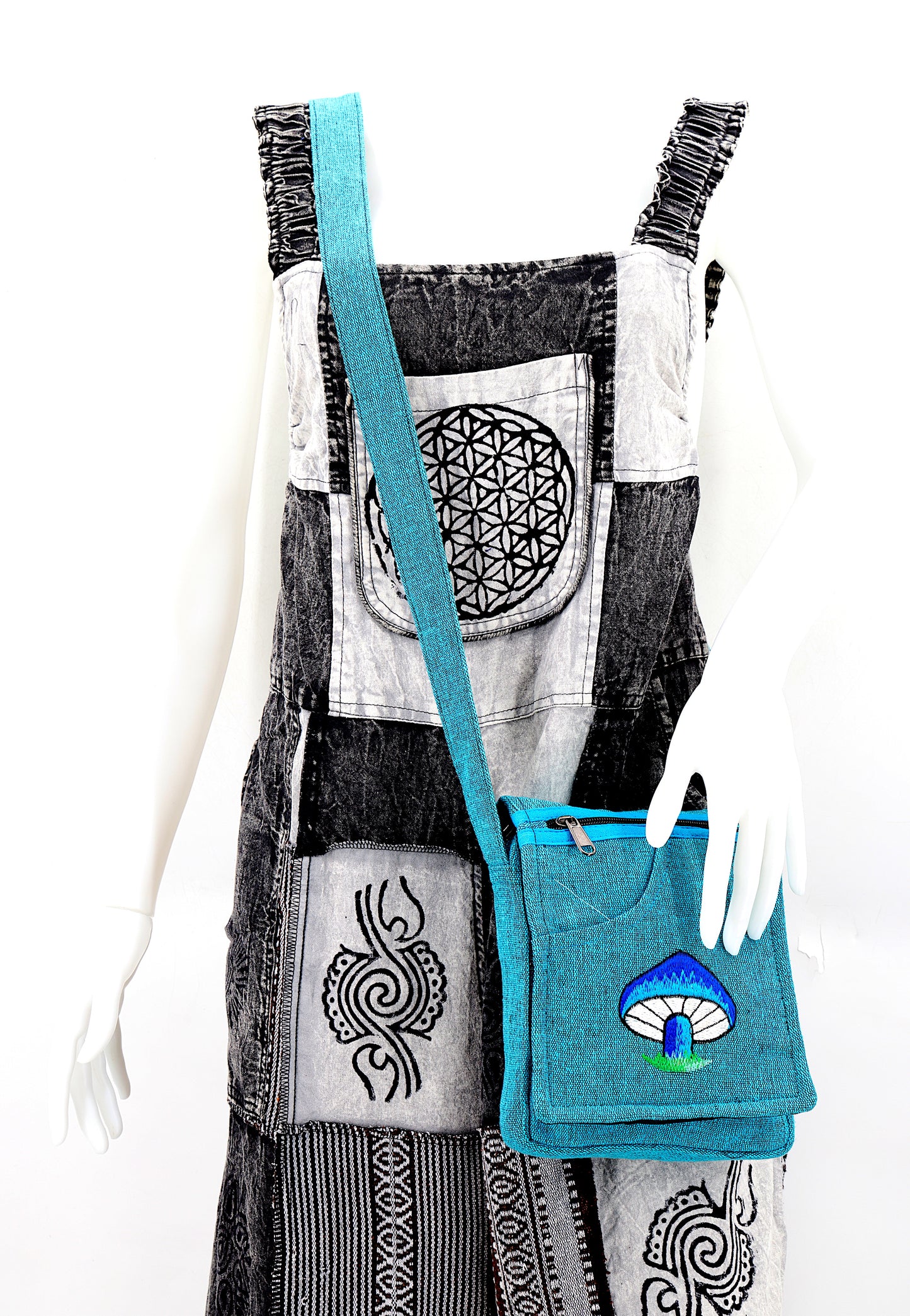 Cotton Mushroom Hand Embroidered Passport Bag
