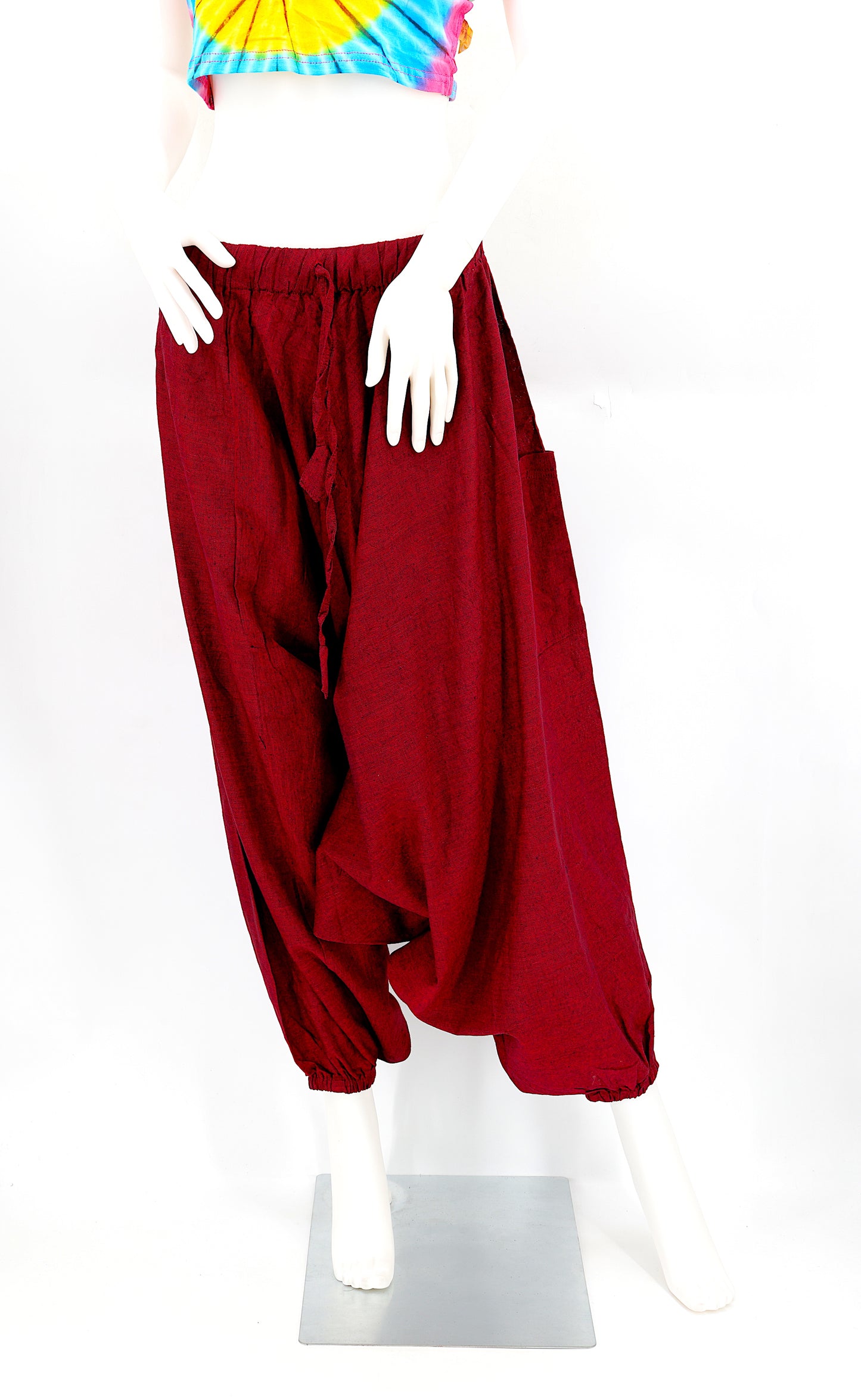 Cotton Hippie Handmade Harem Solid Color Aladdin One Size Fit All Bohemian Pants, Boho Pants
