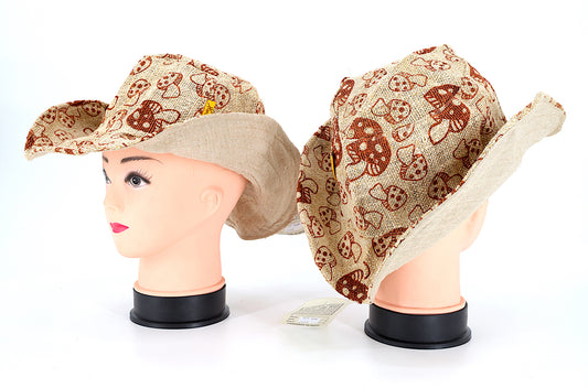 100% Hemp Hippie Handmade Mushroom Print Bohemian Hat