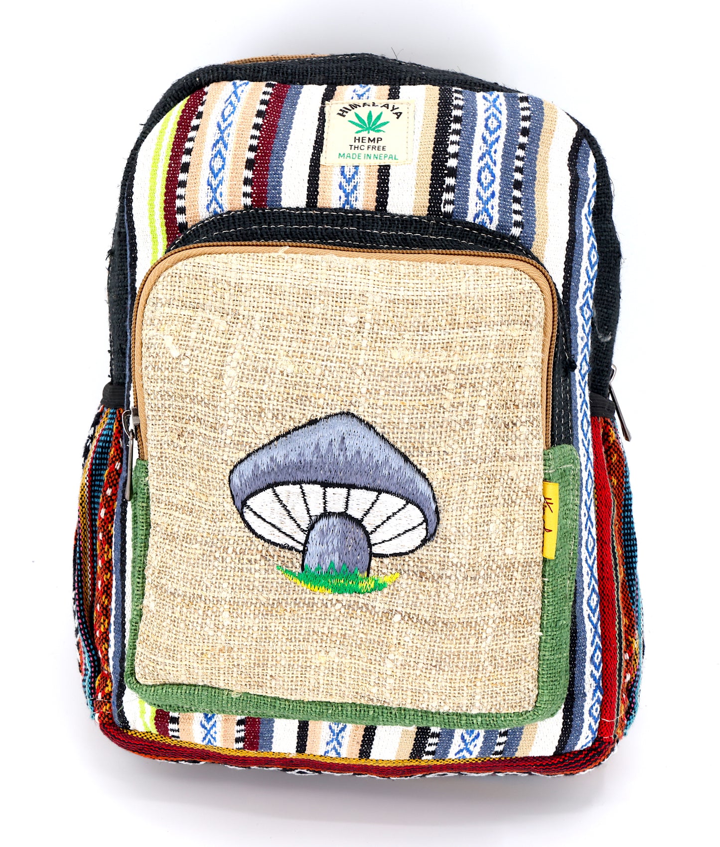Hemp Mushroom Hand Embroidered Mini Backpack