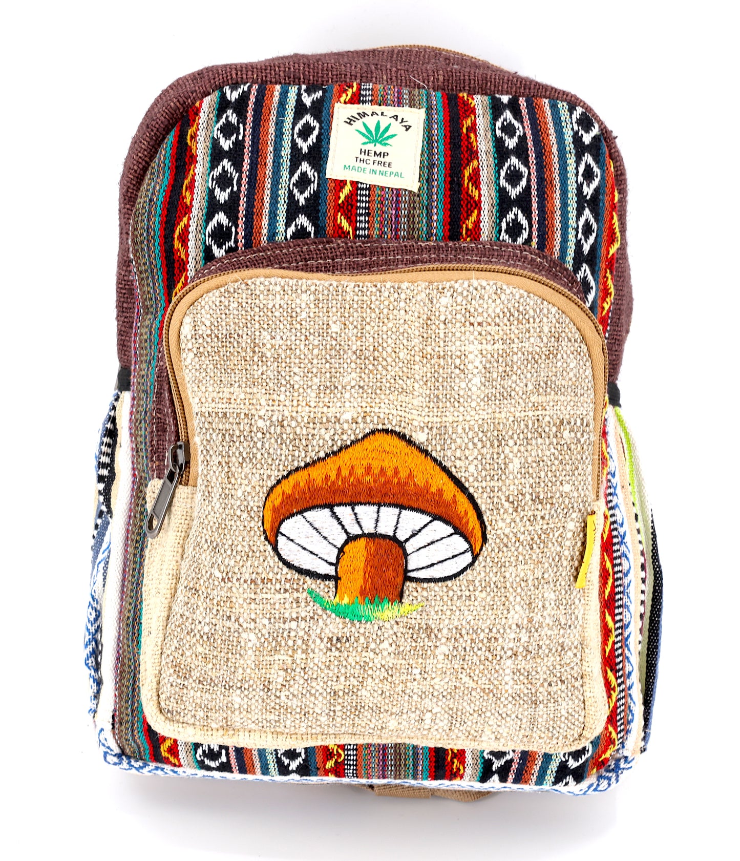 Hemp Mushroom Hand Embroidered Mini Backpack