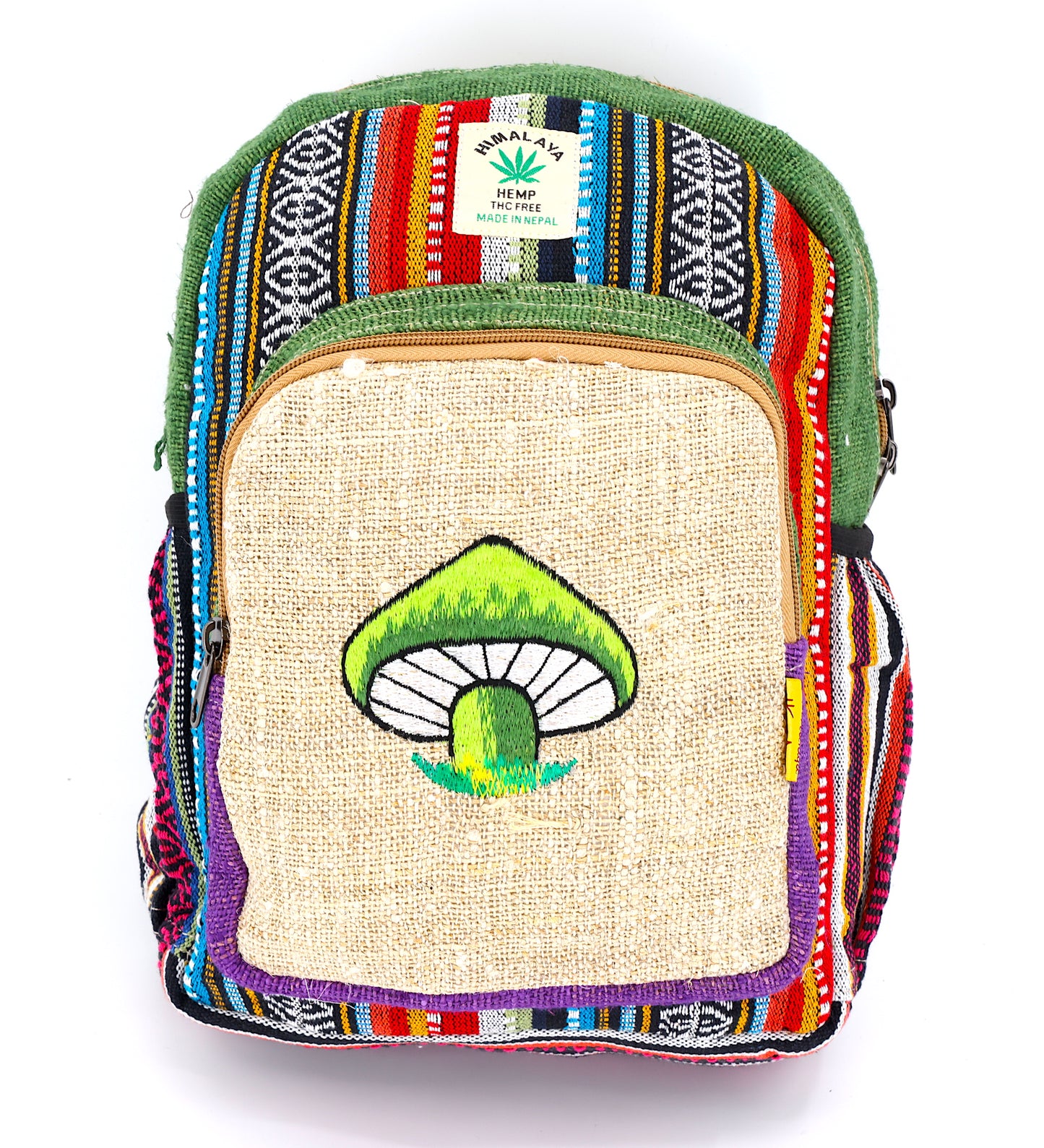 Hemp Mushroom Hand Embroidered Mini Backpack