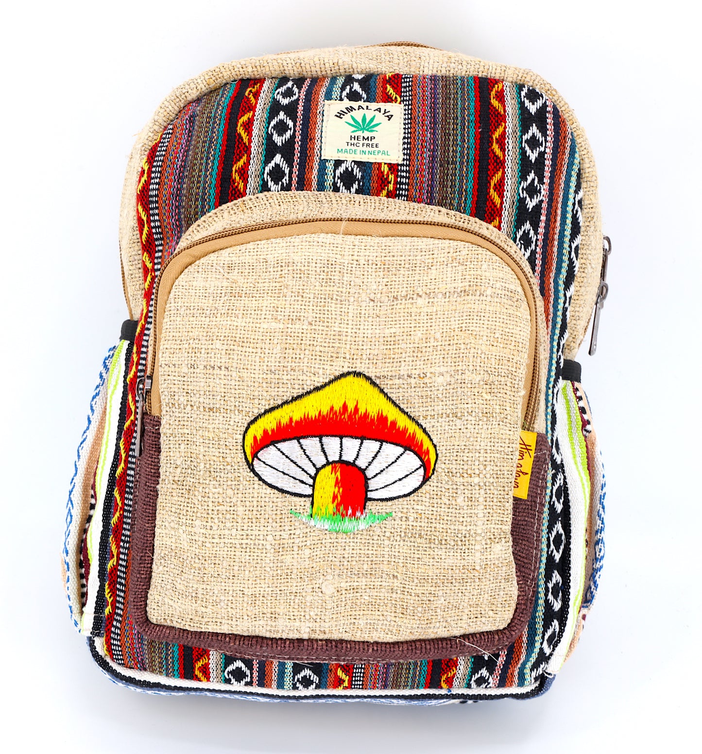 Hemp Mushroom Hand Embroidered Mini Backpack