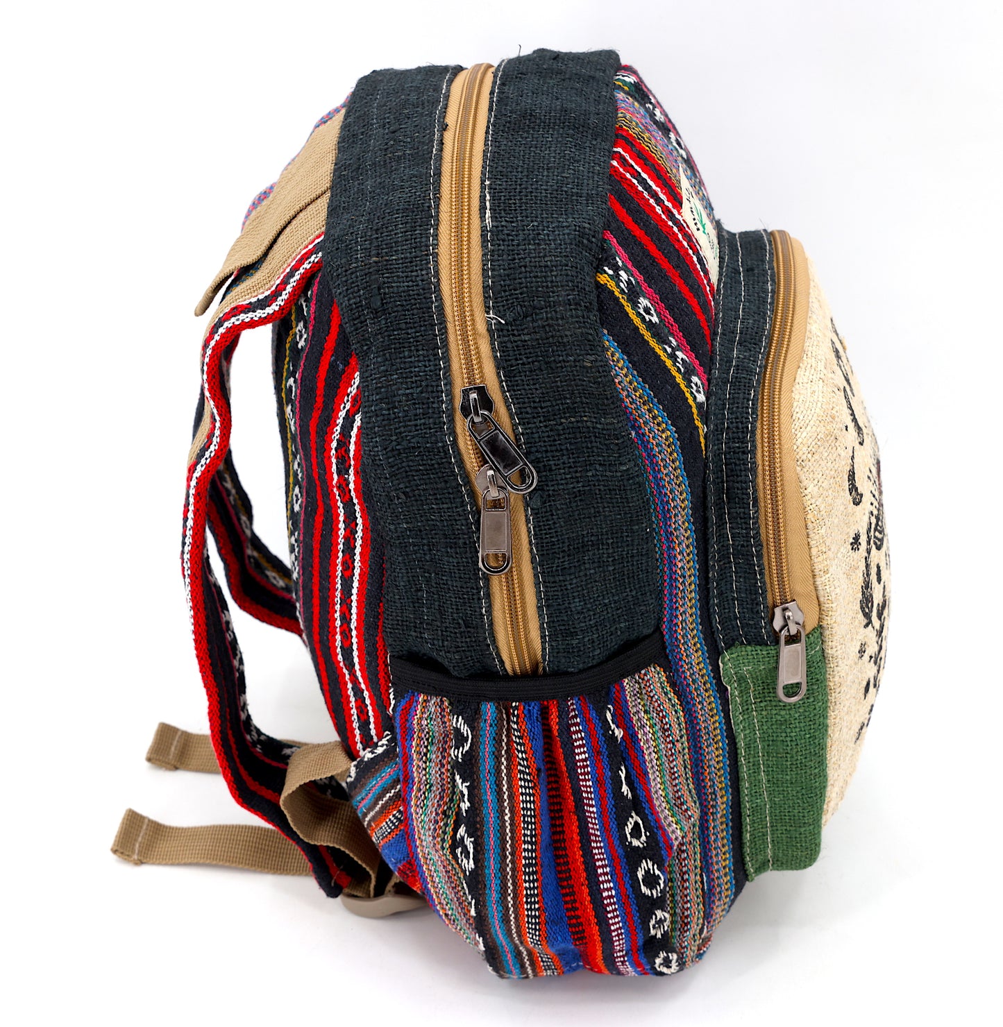 Hemp Mushroom Print Handmade Mini Backpack