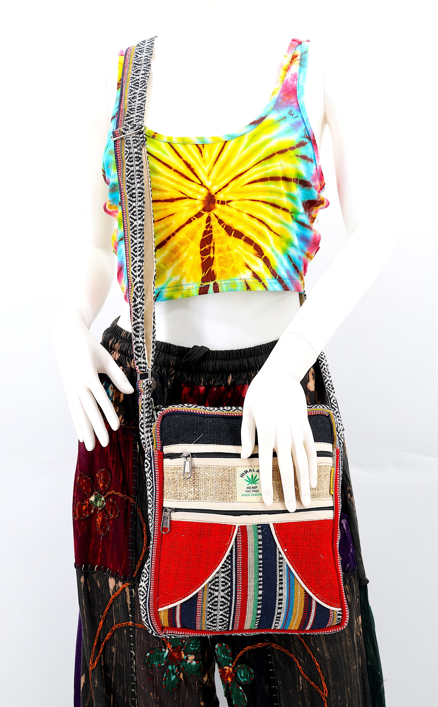 100% Hemp With Gheri Mix Messenger Crossbody Bag