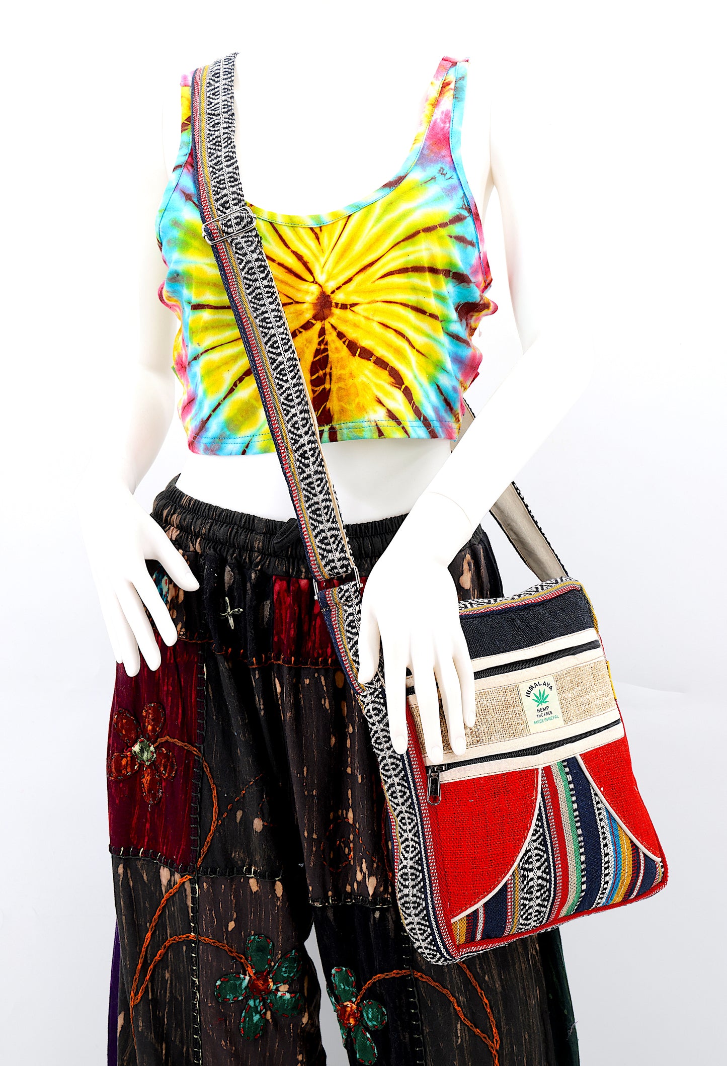 100% Hemp With Gheri Mix Messenger Crossbody Bag