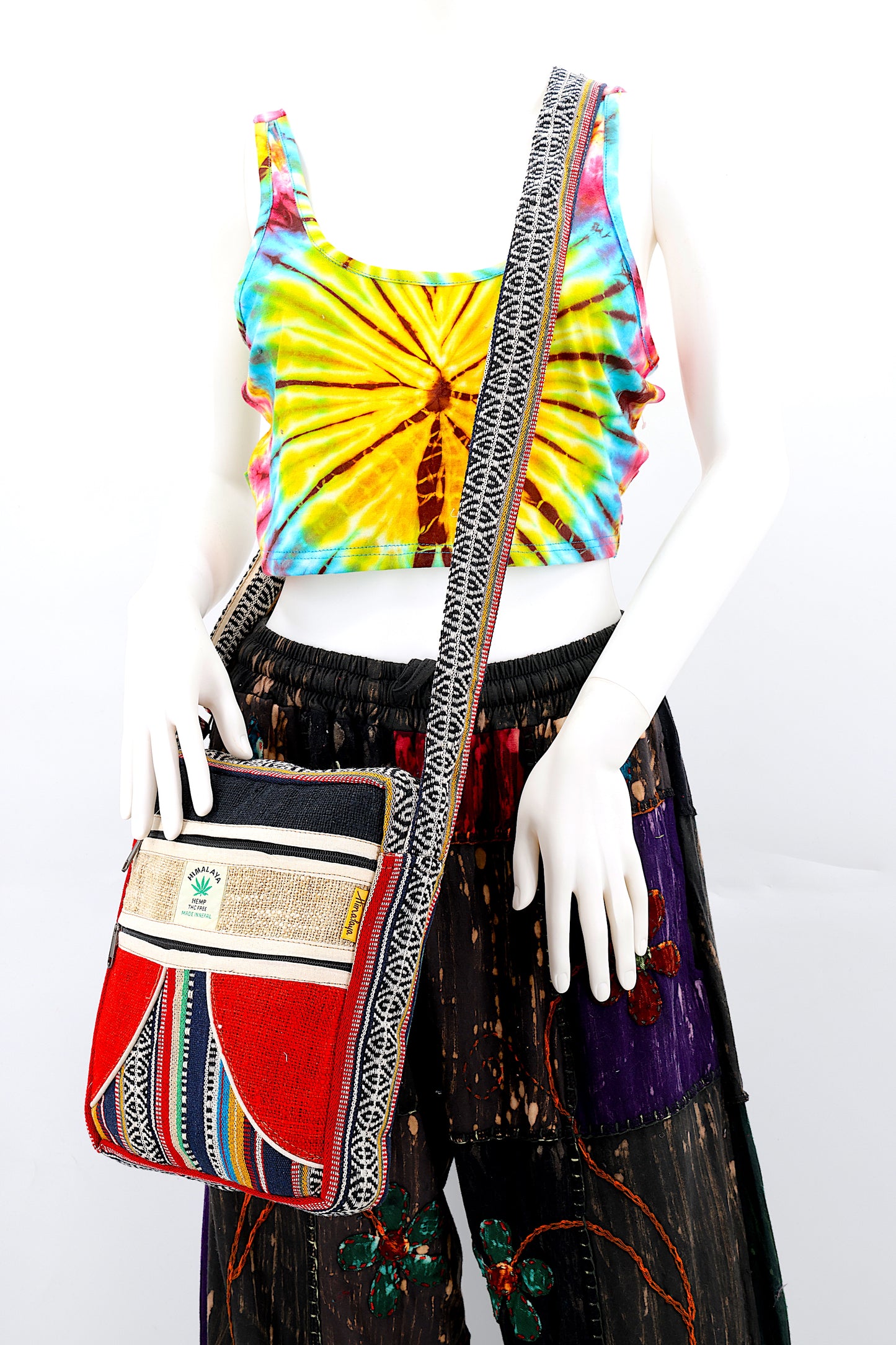100% Hemp With Gheri Mix Messenger Crossbody Bag