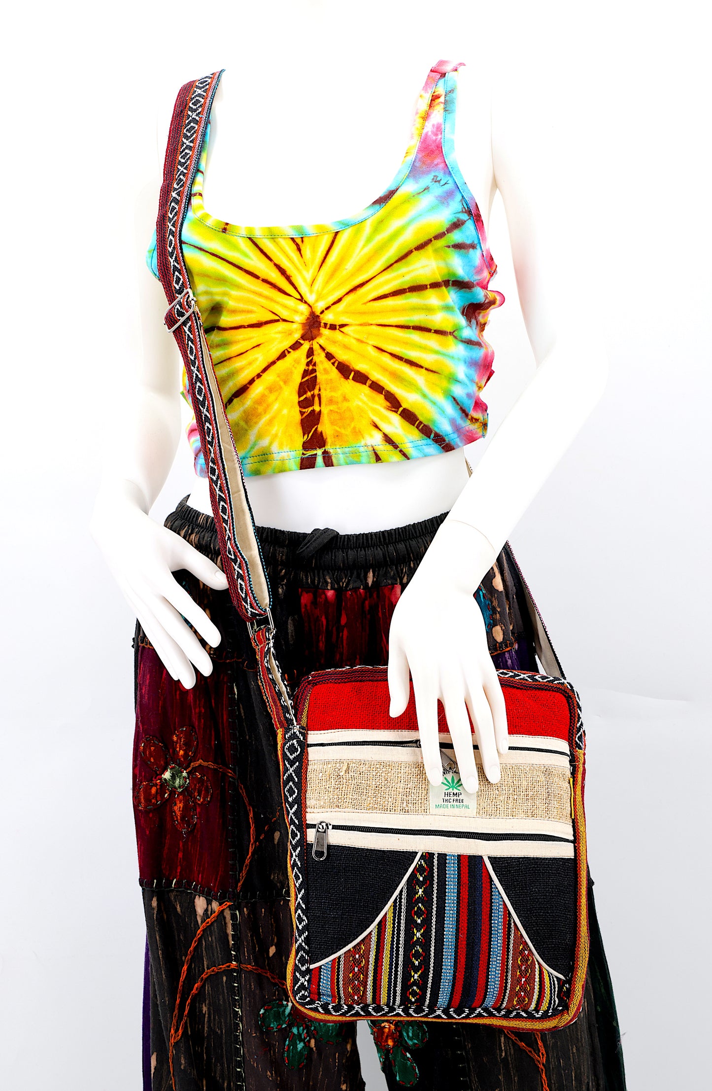 100% Hemp With Gheri Mix Messenger Crossbody Bag