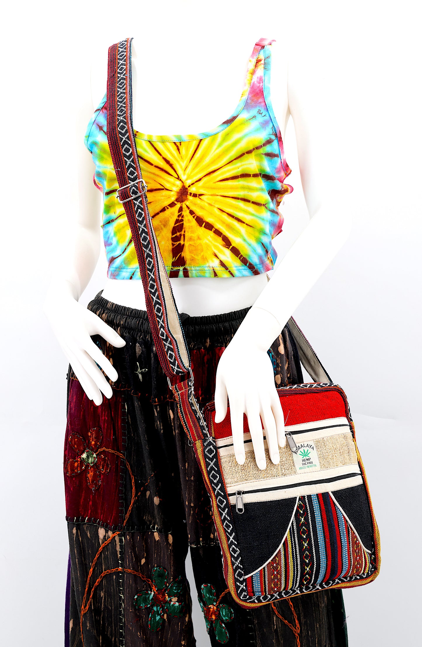 100% Hemp With Gheri Mix Messenger Crossbody Bag