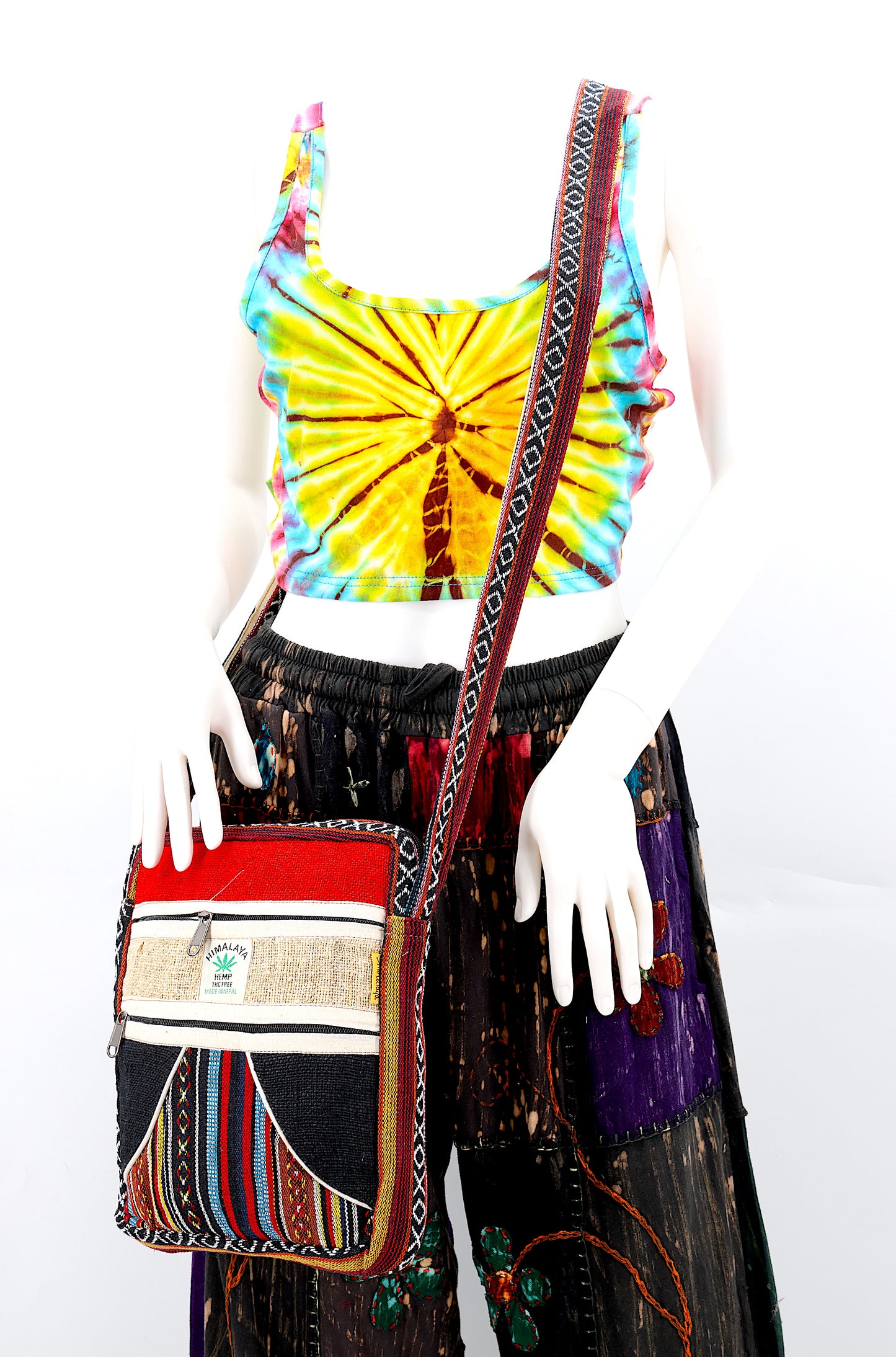 100% Hemp With Gheri Mix Messenger Crossbody Bag