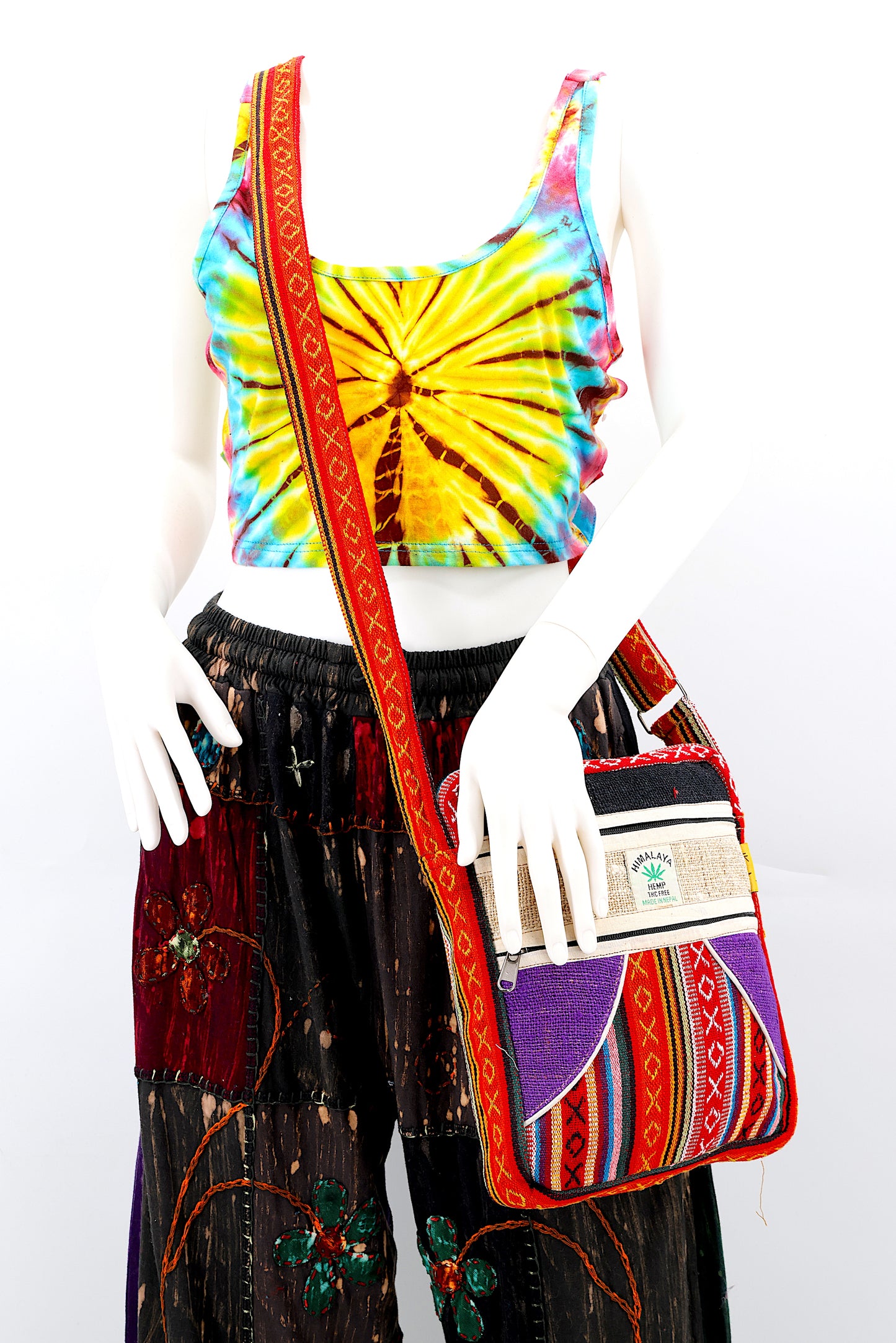 100% Hemp With Gheri Mix Messenger Crossbody Bag