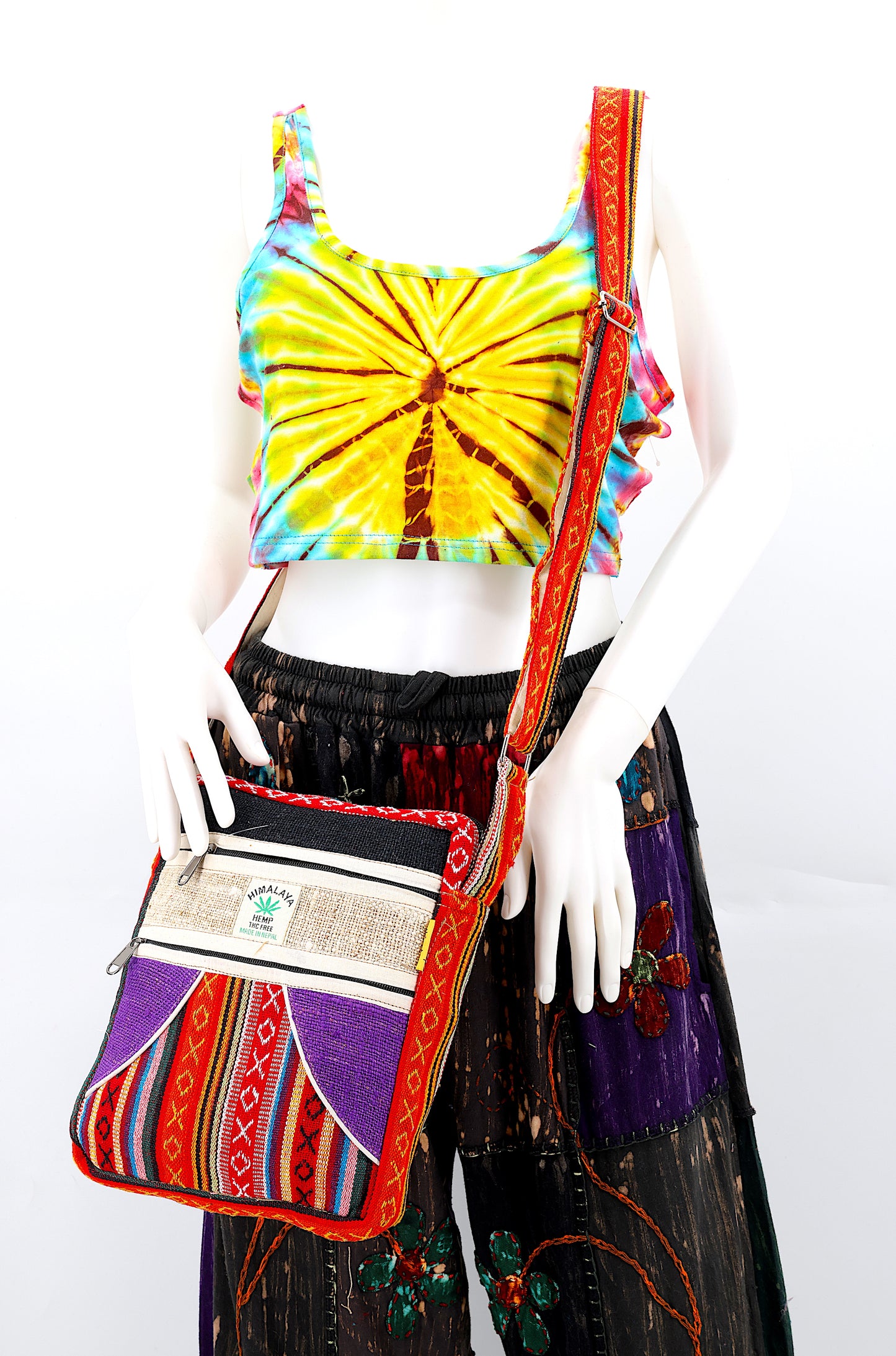 100% Hemp With Gheri Mix Messenger Crossbody Bag
