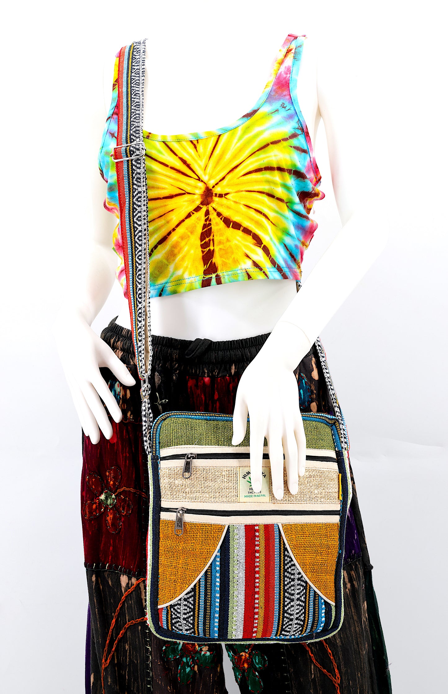 100% Hemp With Gheri Mix Messenger Crossbody Bag