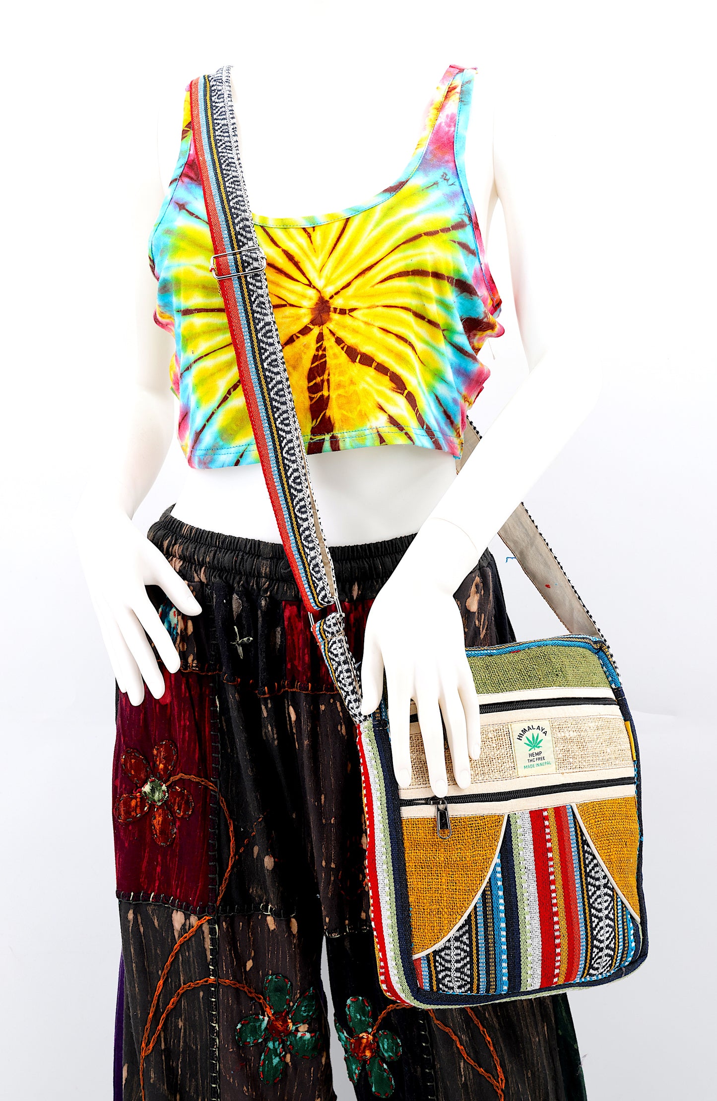 100% Hemp With Gheri Mix Messenger Crossbody Bag