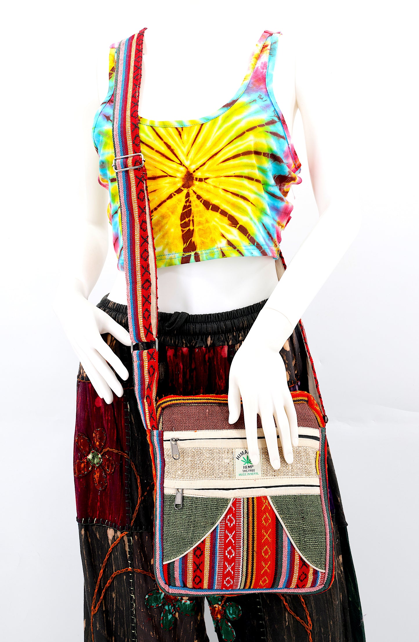 100% Hemp With Gheri Mix Messenger Crossbody Bag
