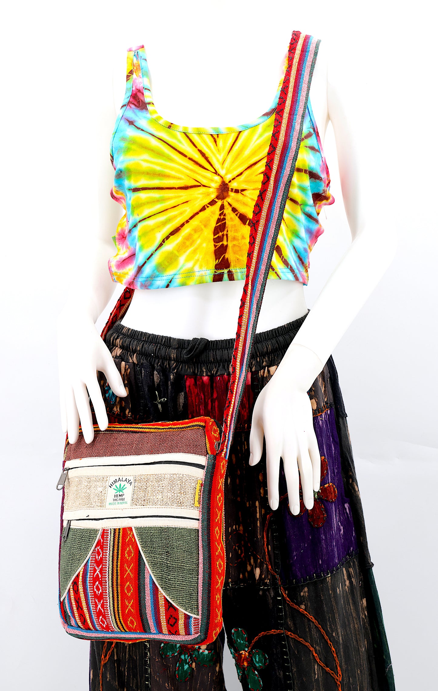 100% Hemp With Gheri Mix Messenger Crossbody Bag