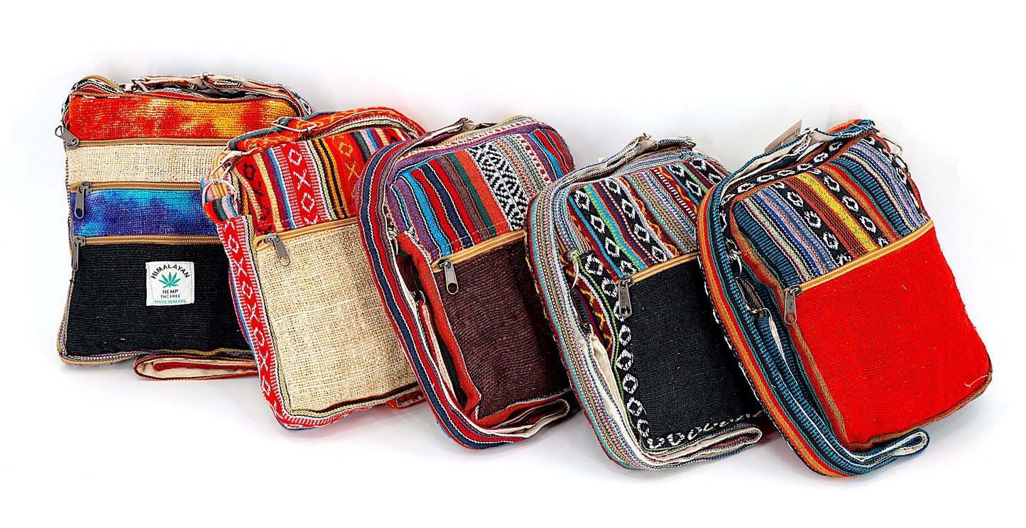 Hemp Gheri Mix Messenger Crossbody Bag