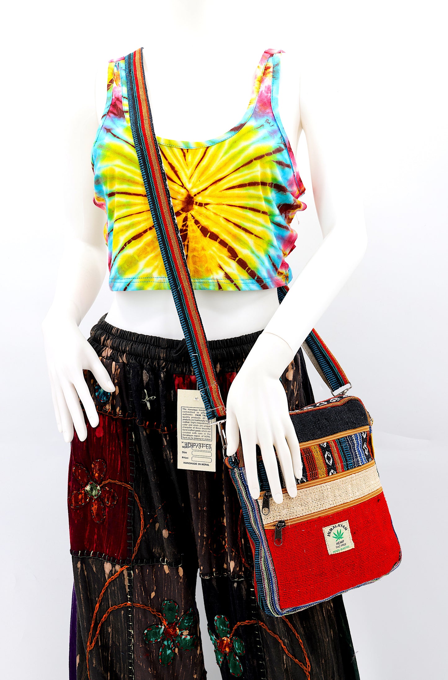 Hemp Gheri Mix Messenger Crossbody Bag
