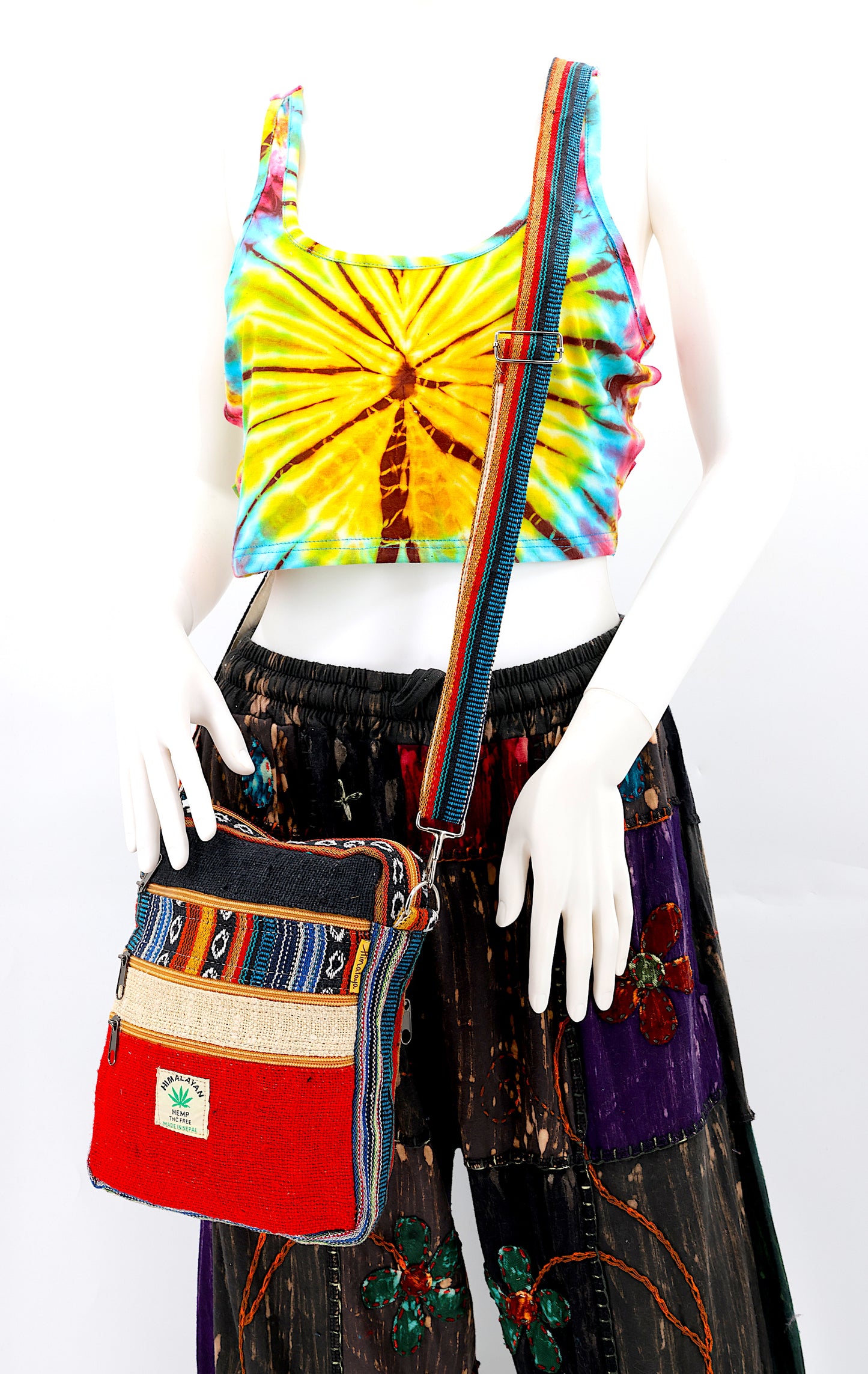 Hemp Gheri Mix Messenger Crossbody Bag