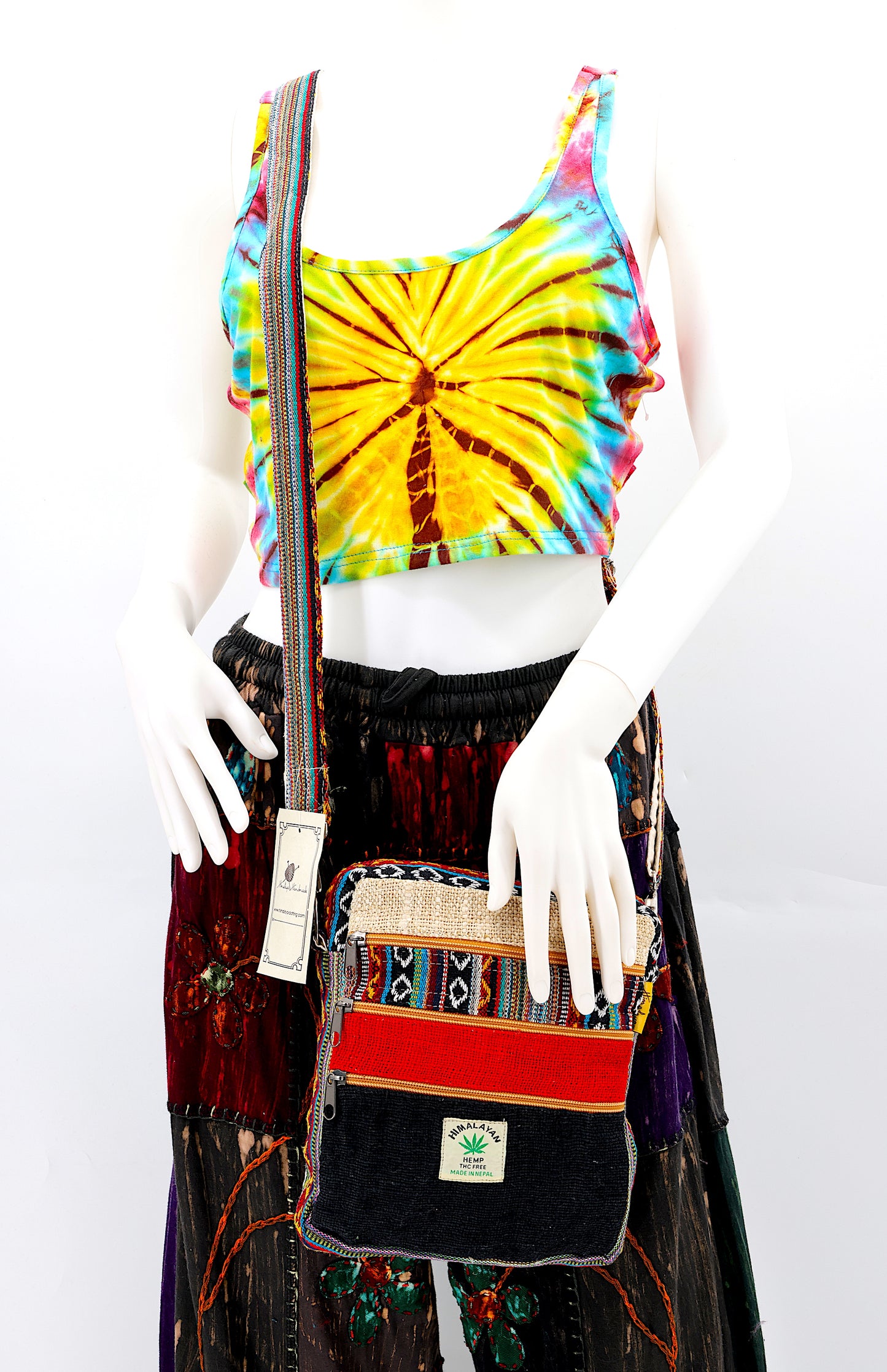 Hemp Gheri Mix Messenger Crossbody Bag