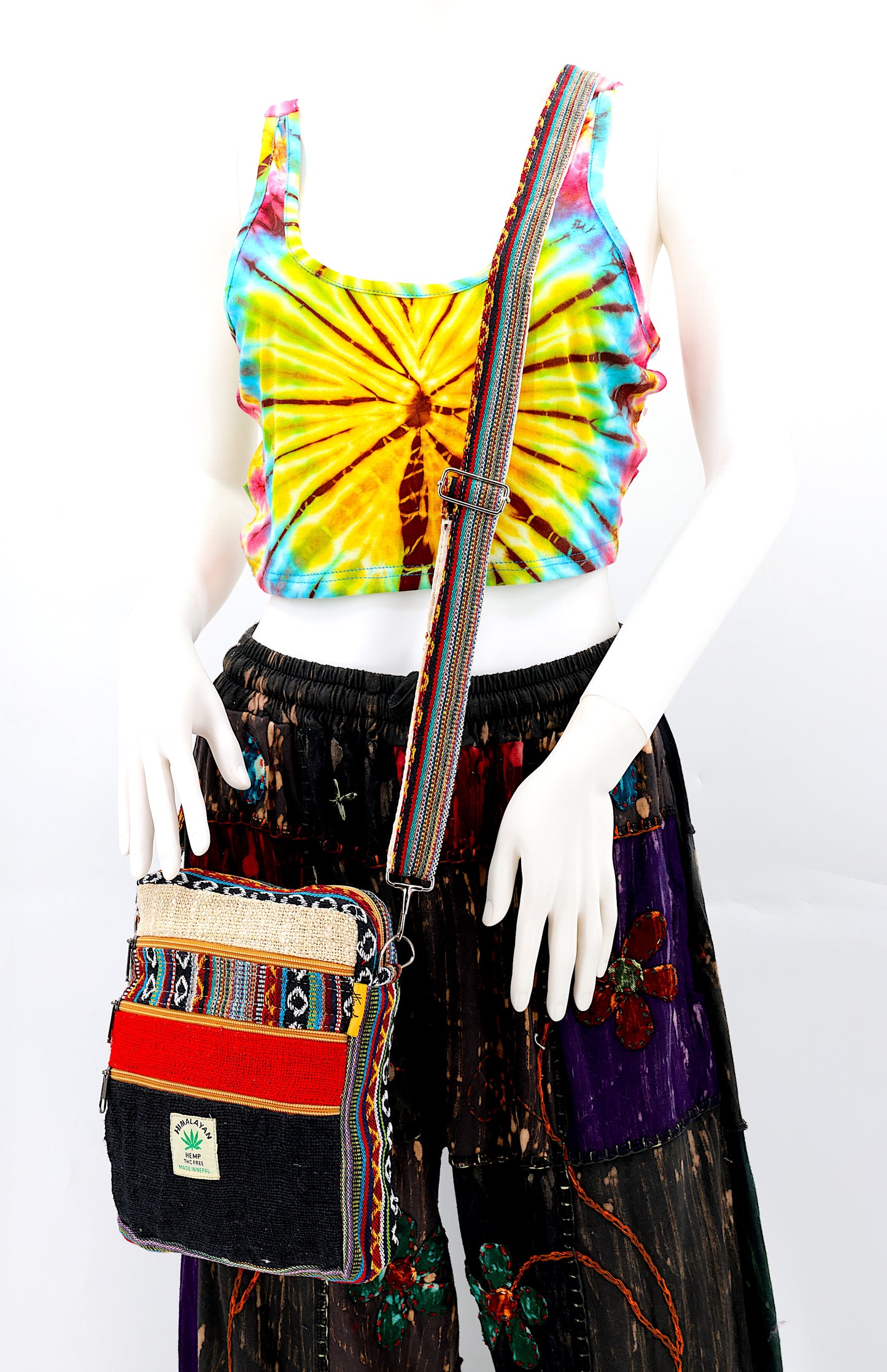 Hemp Gheri Mix Messenger Crossbody Bag