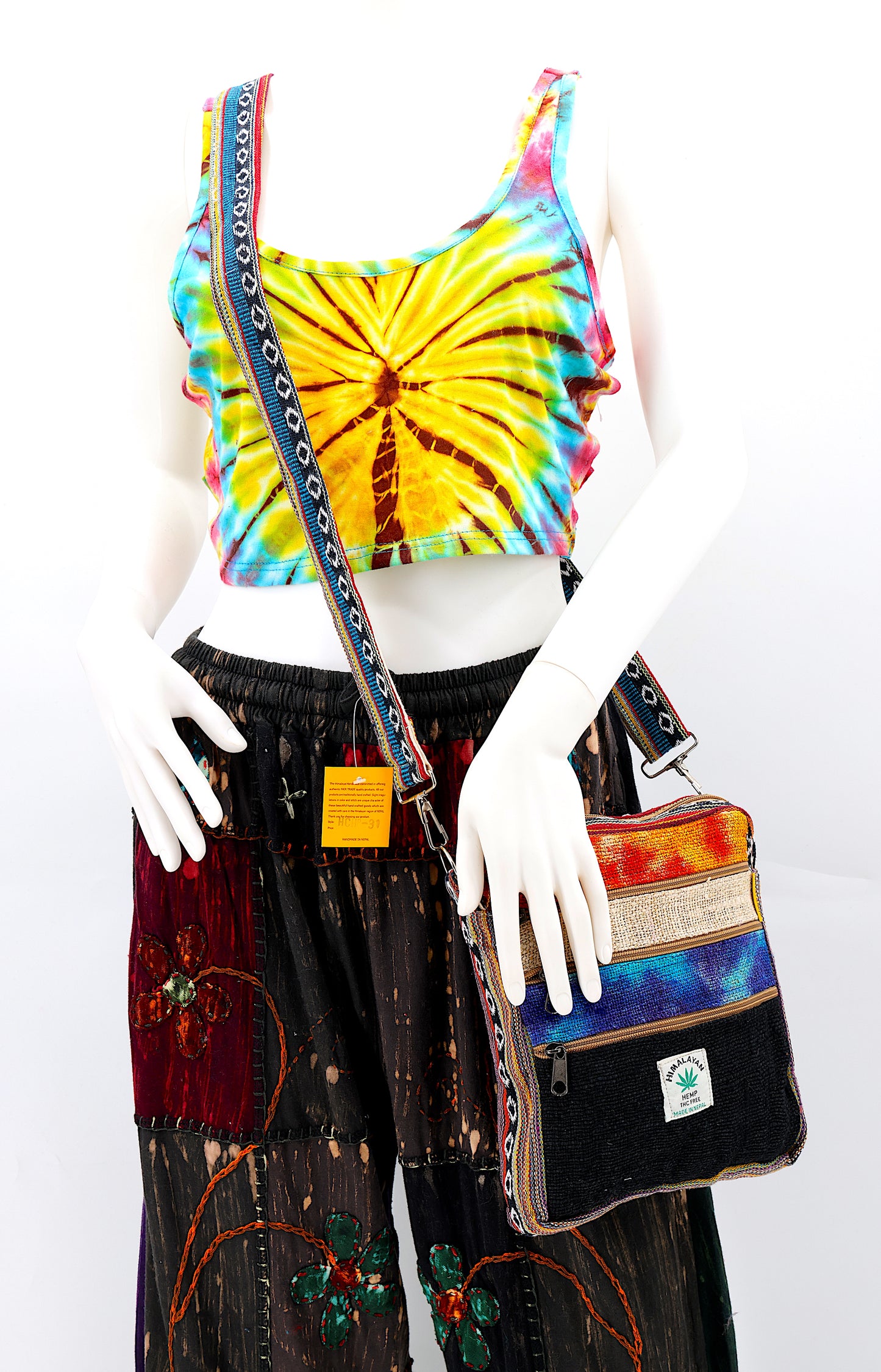 Hemp Gheri Mix Messenger Crossbody Bag