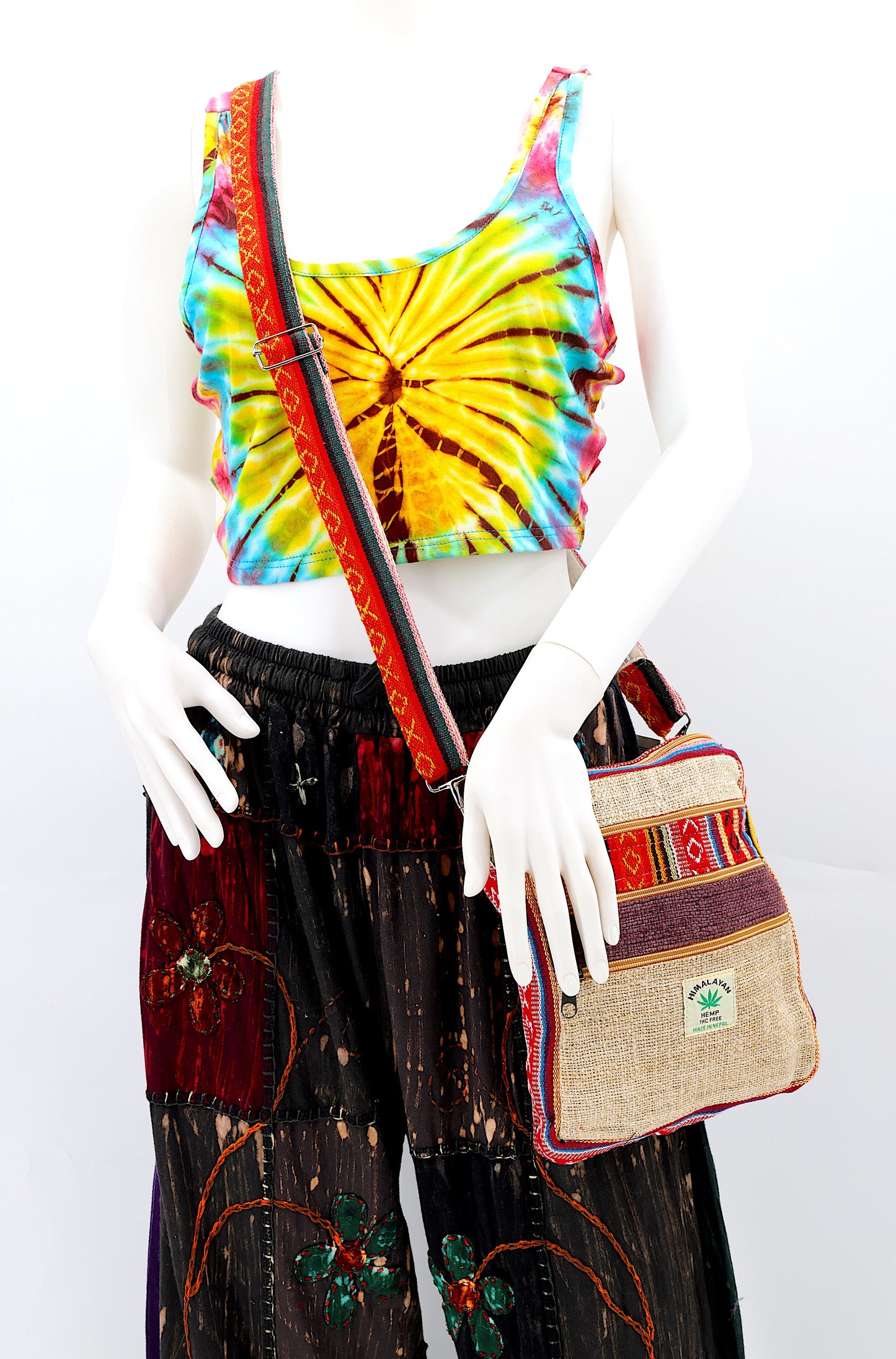 Hemp Gheri Mix Messenger Crossbody Bag