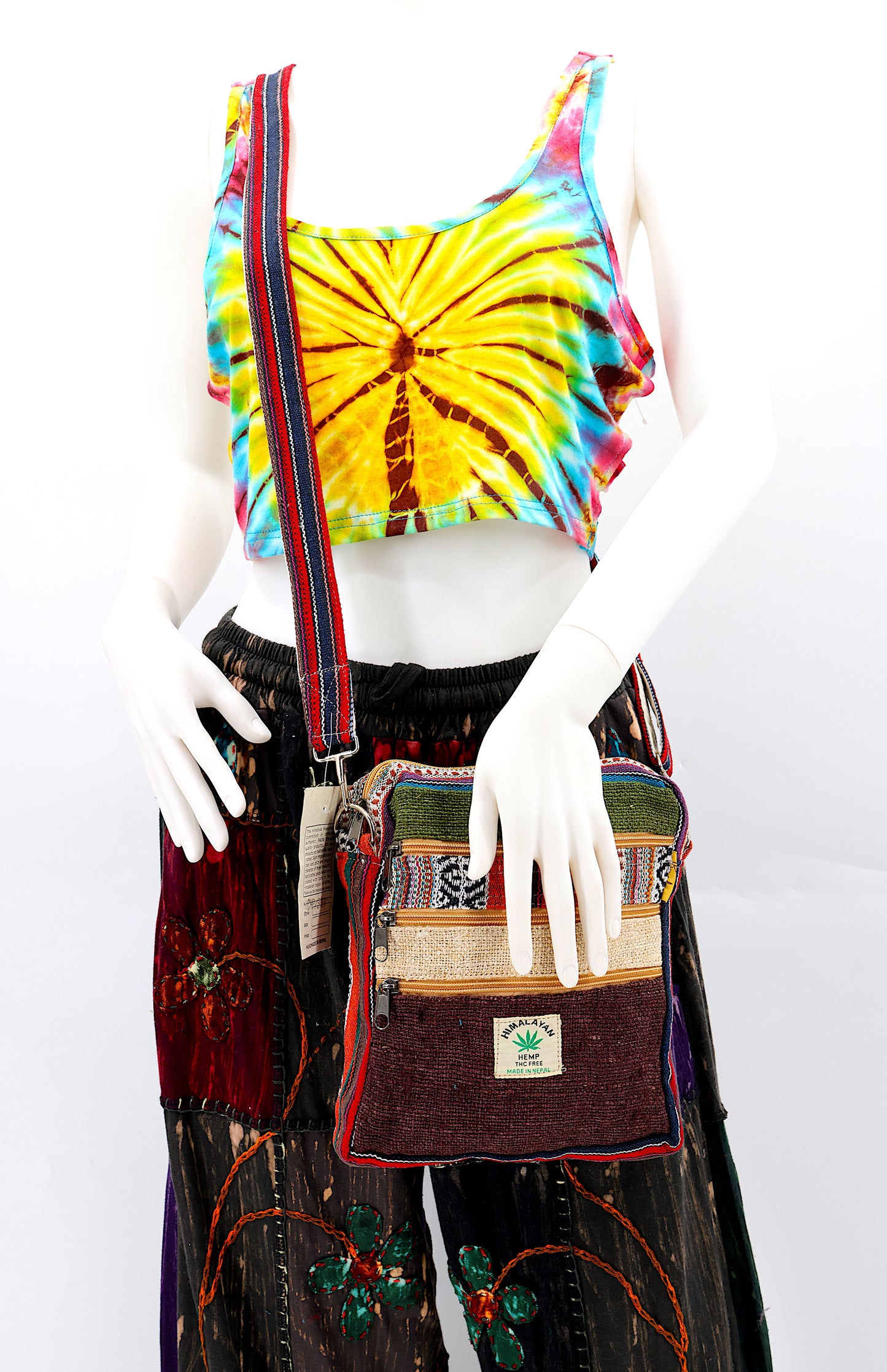 Hemp Gheri Mix Messenger Crossbody Bag