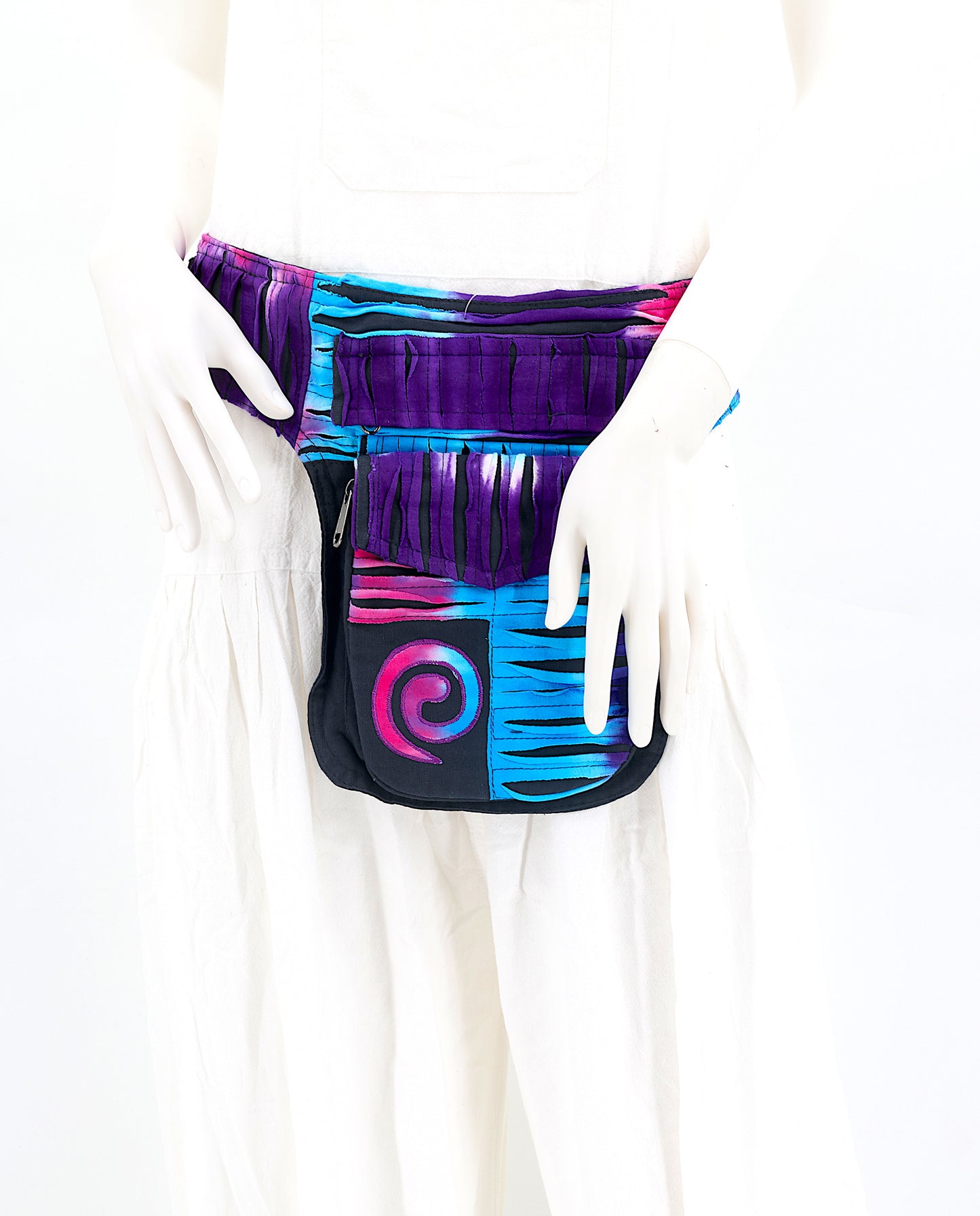 Cotton Tie-Dye Spiral Hand Embroidered Fanny Pack