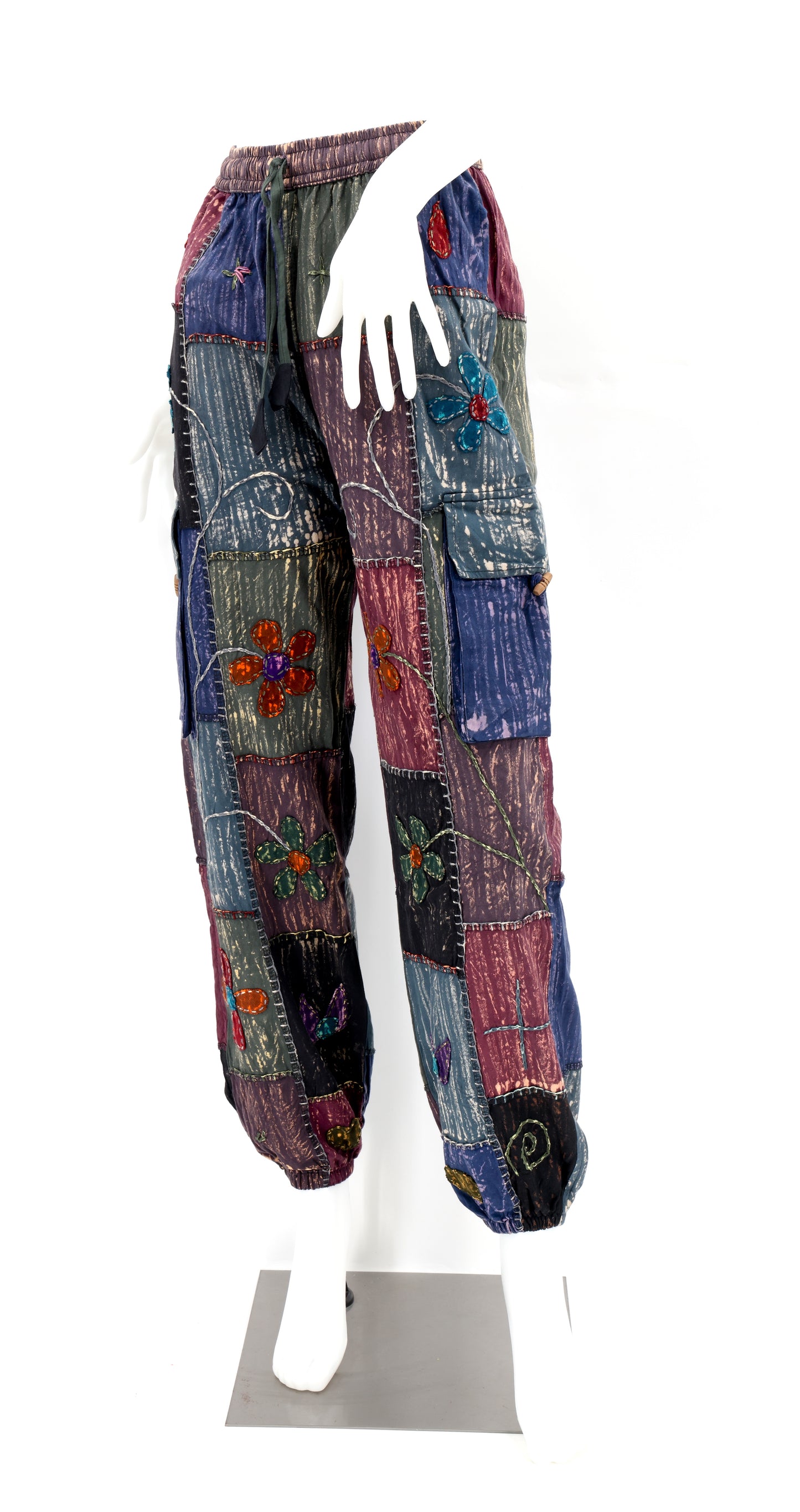 Cotton Hippie Handmade Harem Floral Embroidered Patchwork Cargo Bohemian Pants