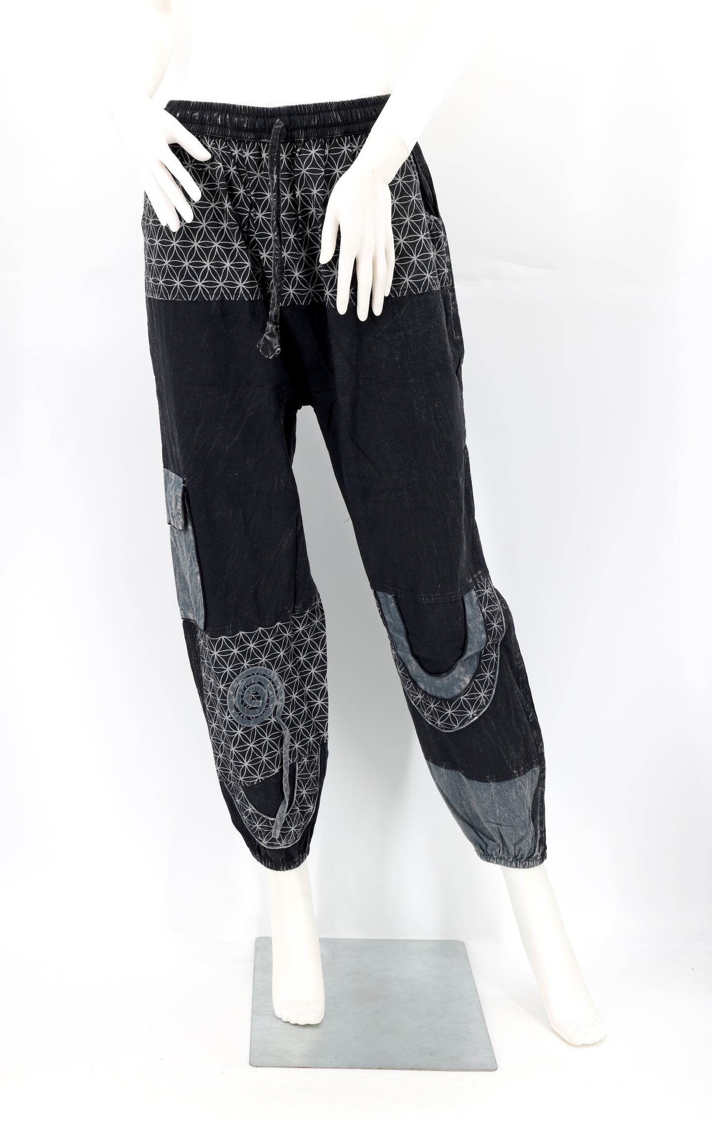 Cotton Hippie Handmade Harem Flower of Life Print Multicolor Cargo Bohemian Pants