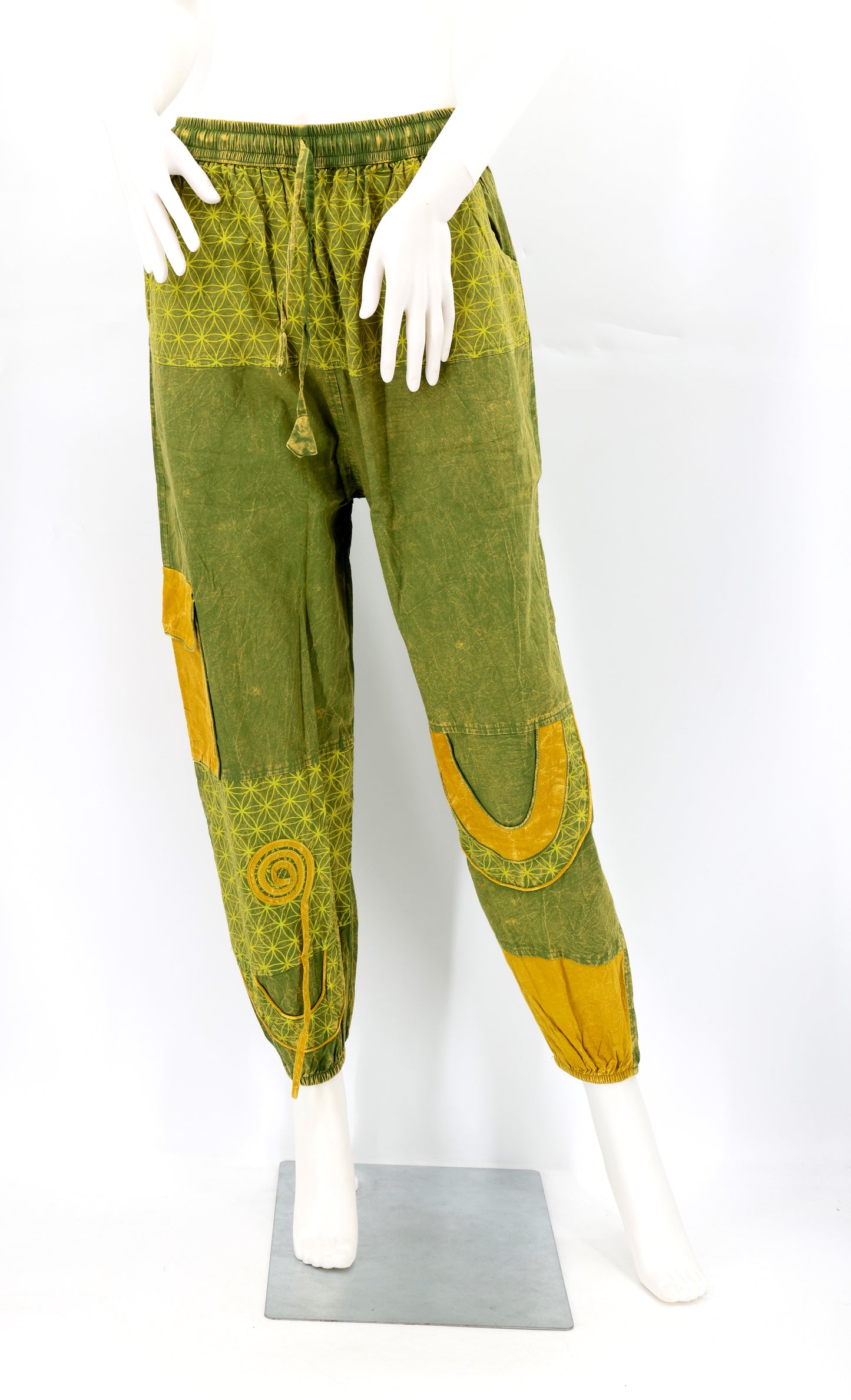 Cotton Hippie Handmade Harem Flower of Life Print Multicolor Cargo Bohemian Pants