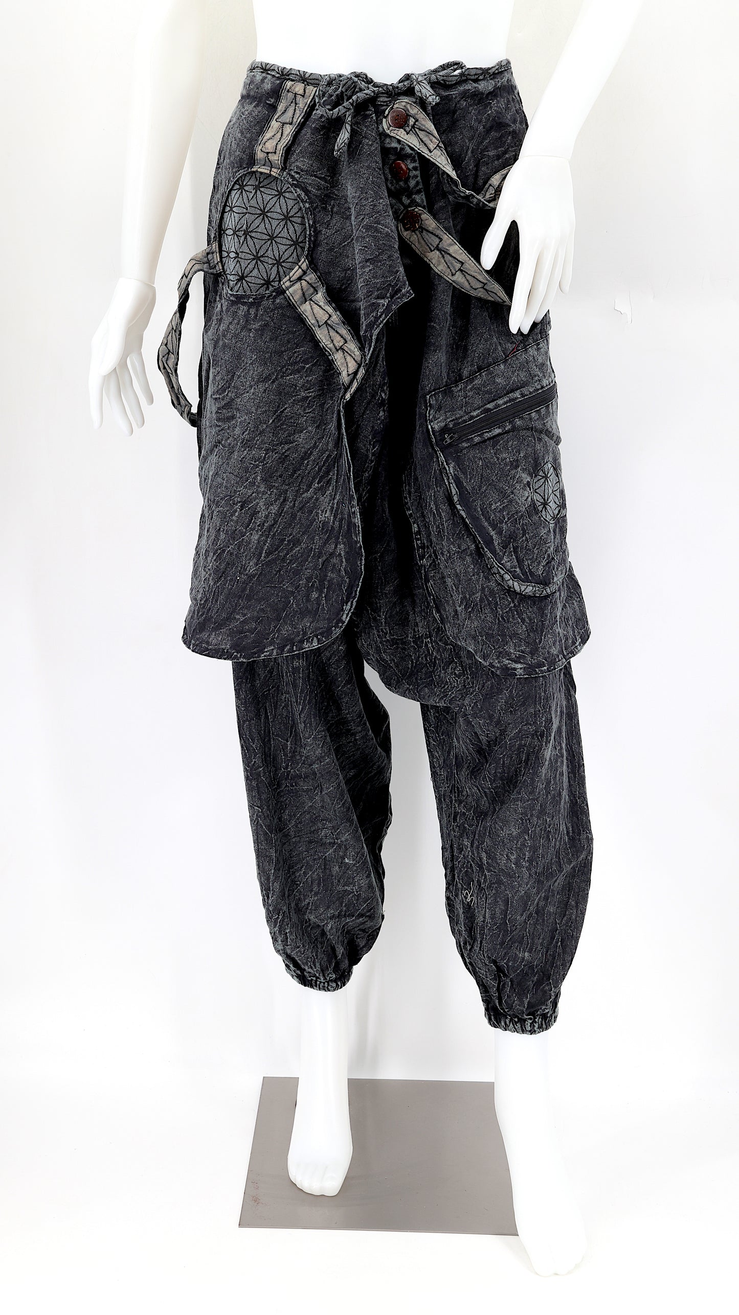 Faded Flower of Life Vintage Style Harem Pants