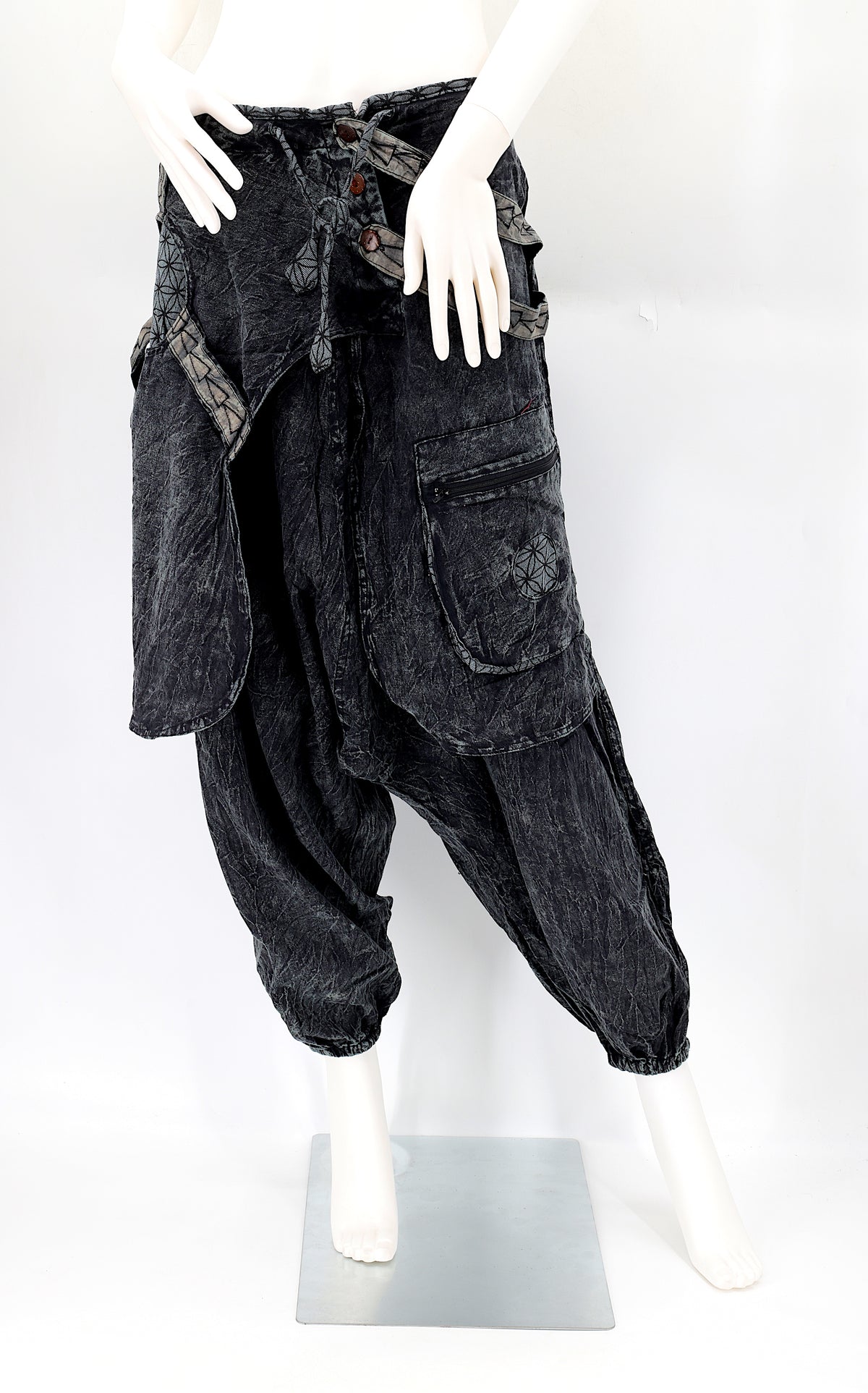 Faded Flower of Life Vintage Style Harem Pants