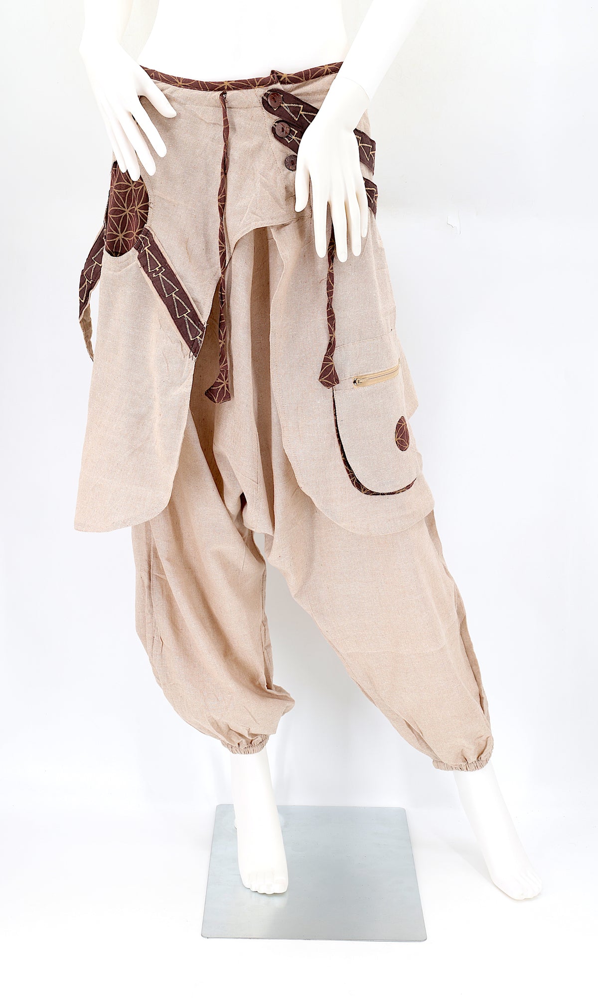 Faded Flower of Life Vintage Style Harem Pants