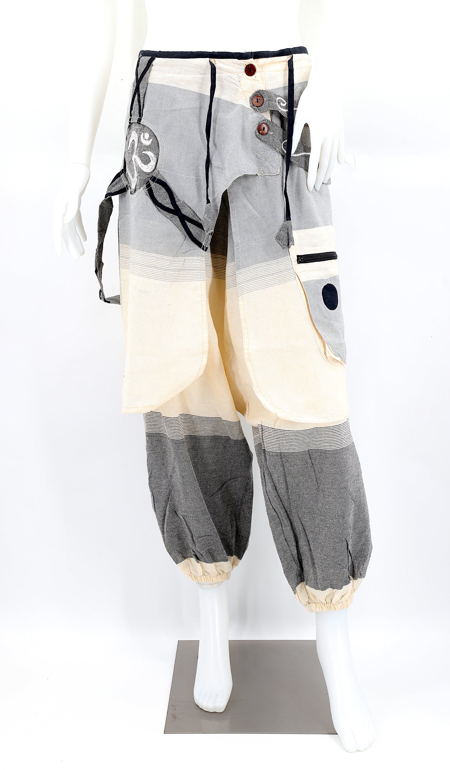OM Embroidered Multicolor Harem Pants | Spiritual Symbol Pants