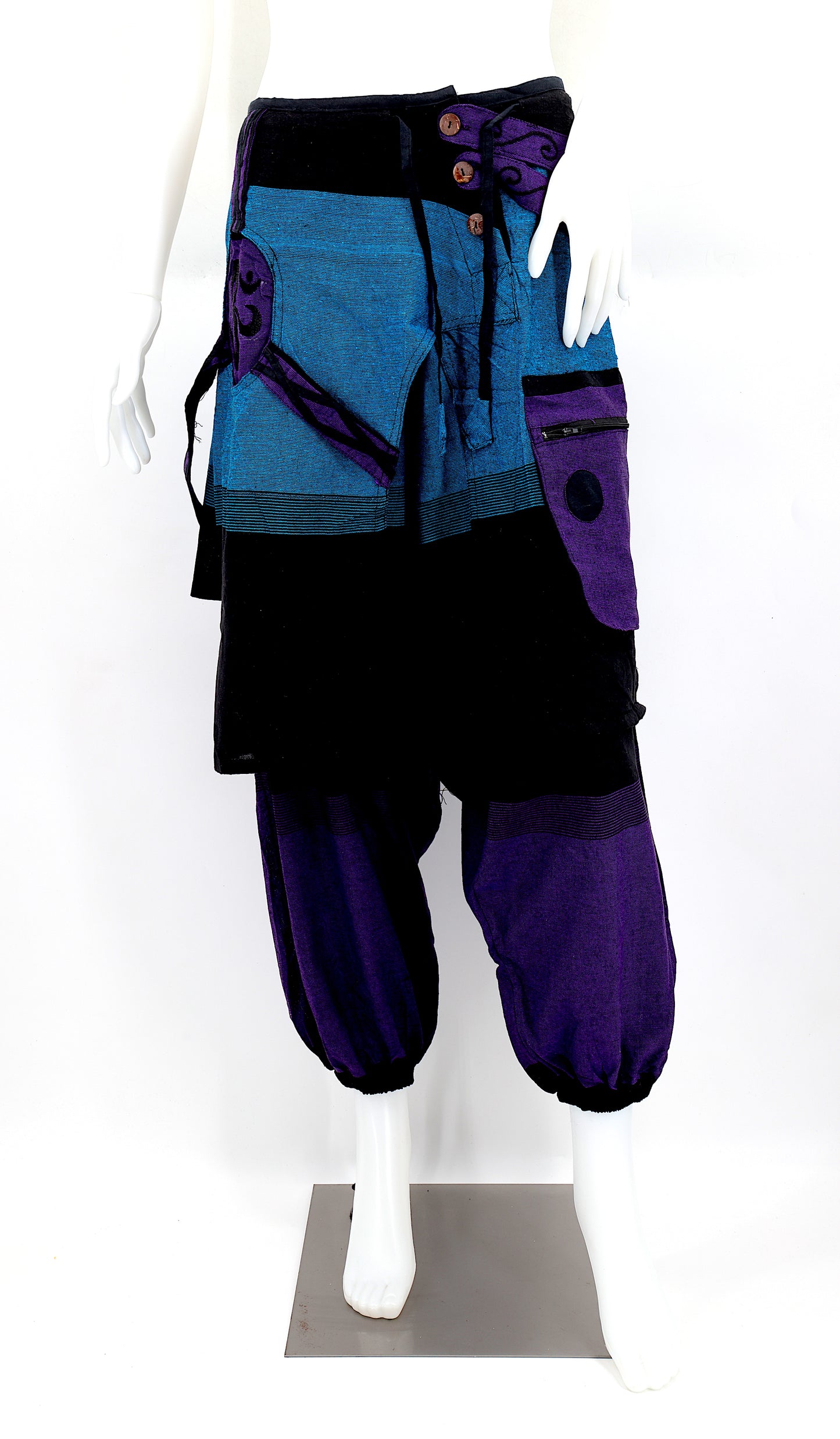 OM Embroidered Multicolor Harem Pants | Spiritual Symbol Pants