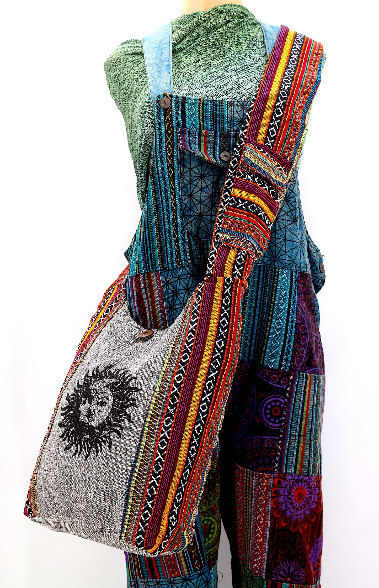 Cotton Sun & Moon Print Handmade Crossbody Bag