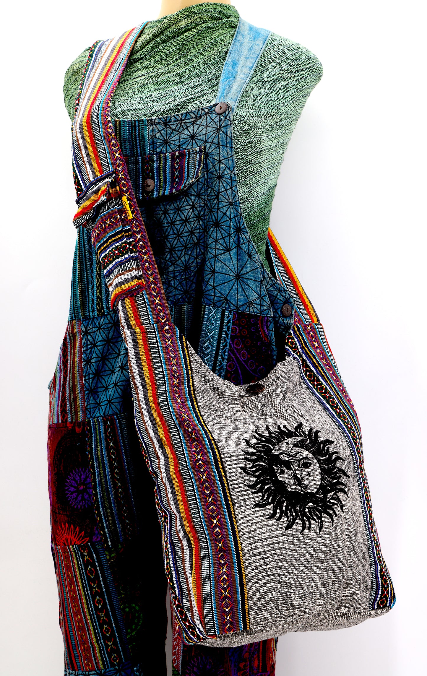Cotton Sun & Moon Print Handmade Crossbody Bag