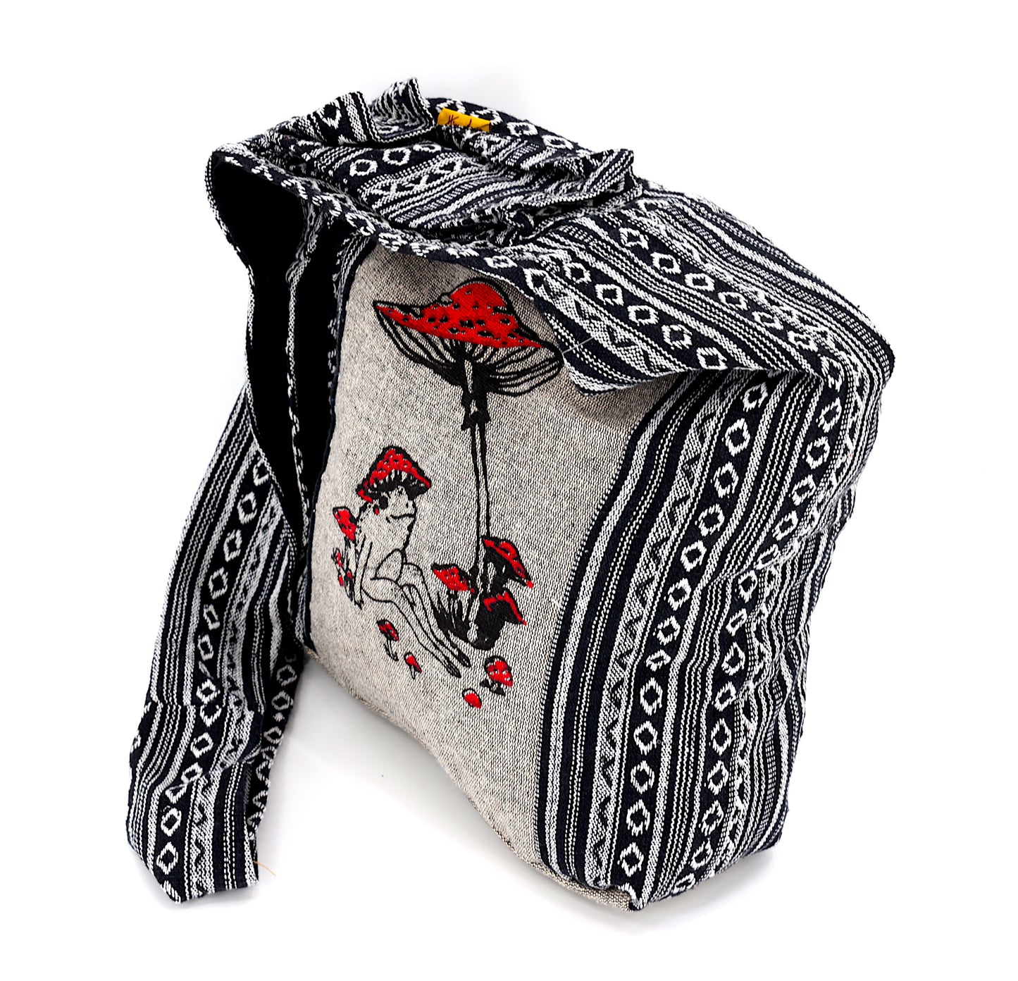 Cotton Frog Mushroom Print Handmade Crossbody Bag