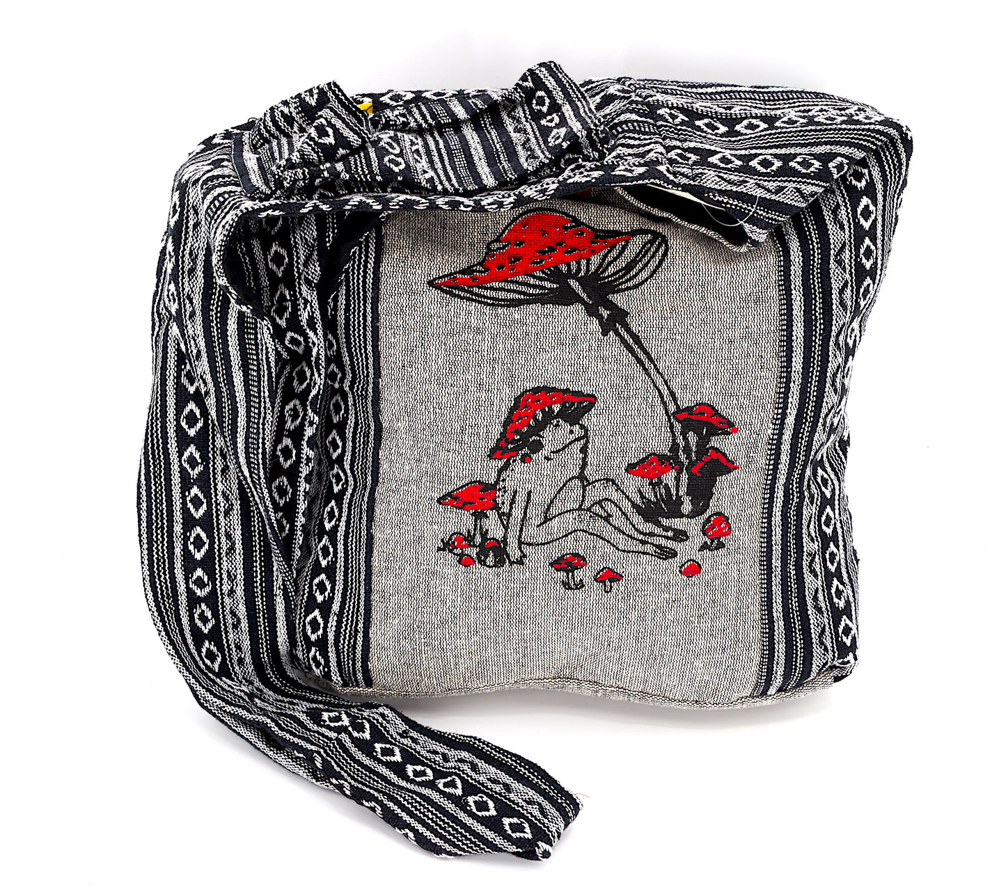 Cotton Frog Mushroom Print Handmade Crossbody Bag