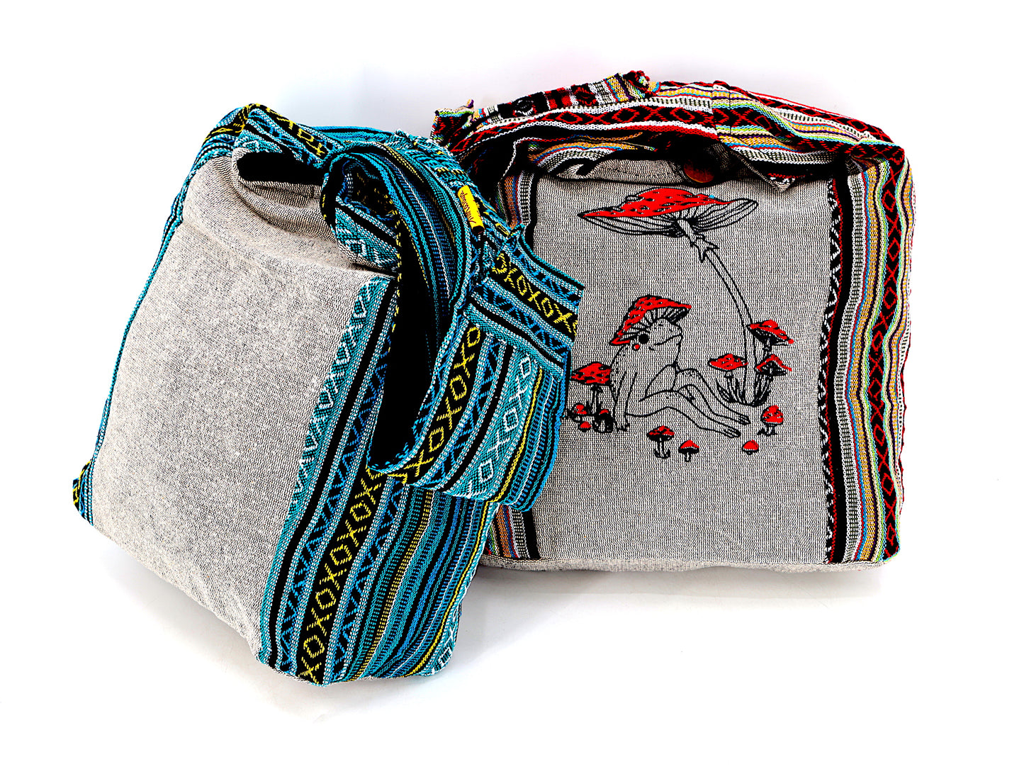 Cotton Frog Mushroom Print Handmade Crossbody Bag