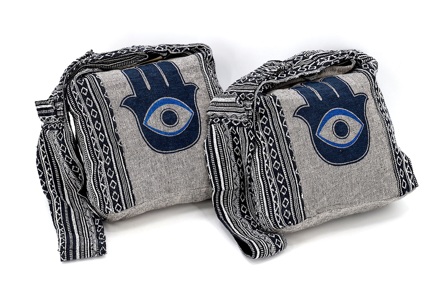 Cotton Hamsa Evil Eye Print Handmade Crossbody Bag