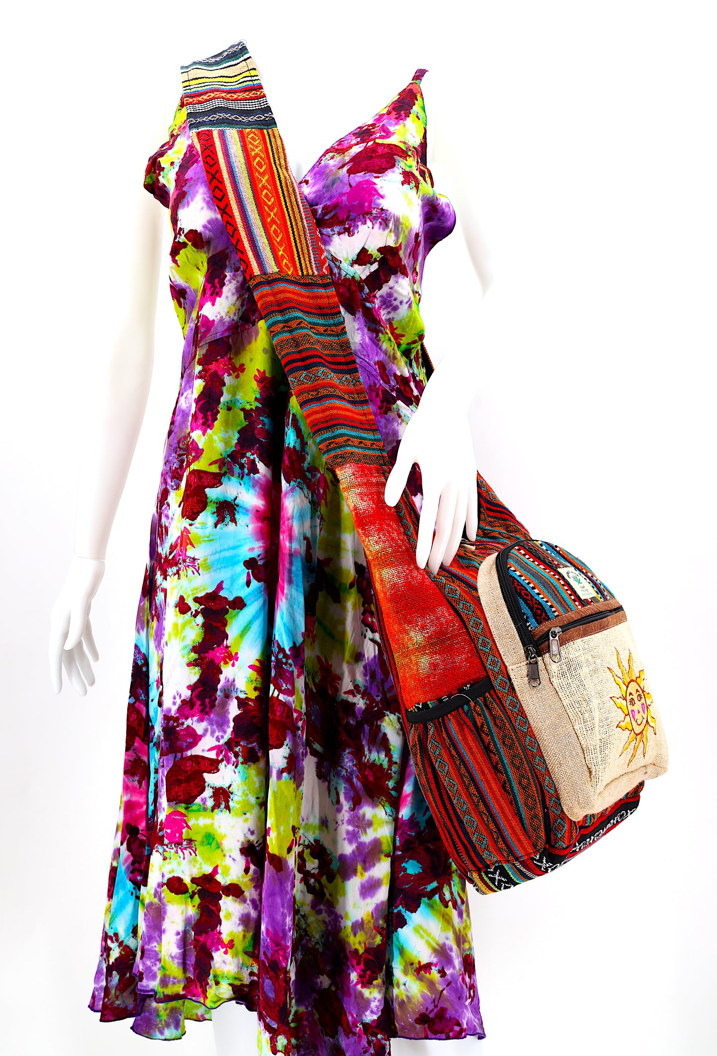 Hemp Sun Hand Embroidered Crossbody Bag
