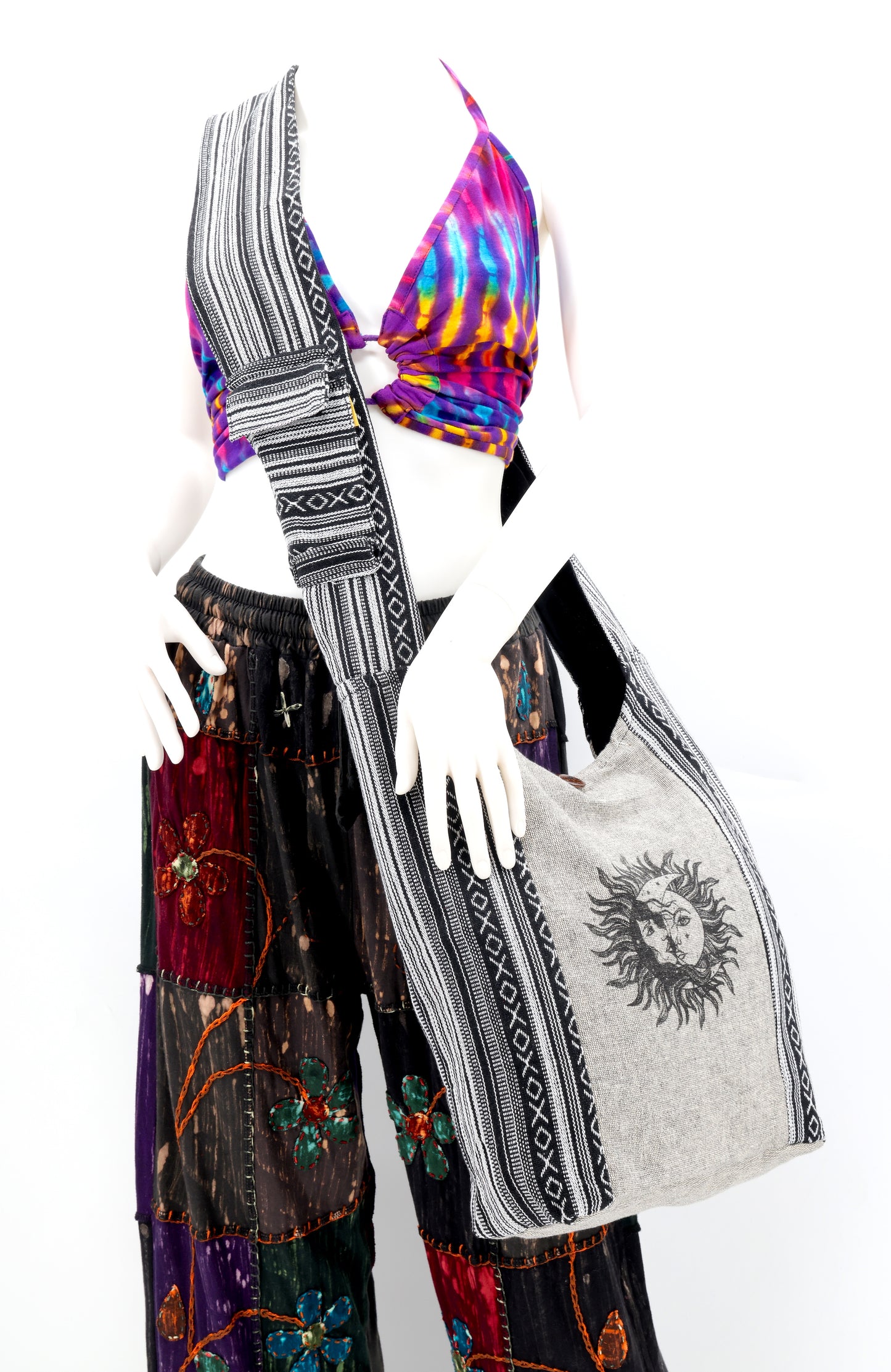 Cotton Sun & Moon Print Handmade Crossbody Bag