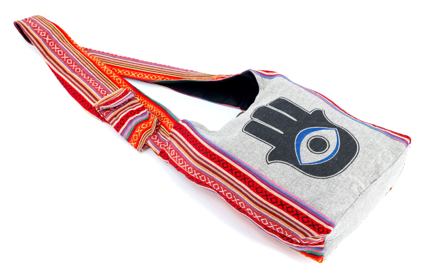 Cotton Hamsa Evil Eye Print Handmade Crossbody Bag