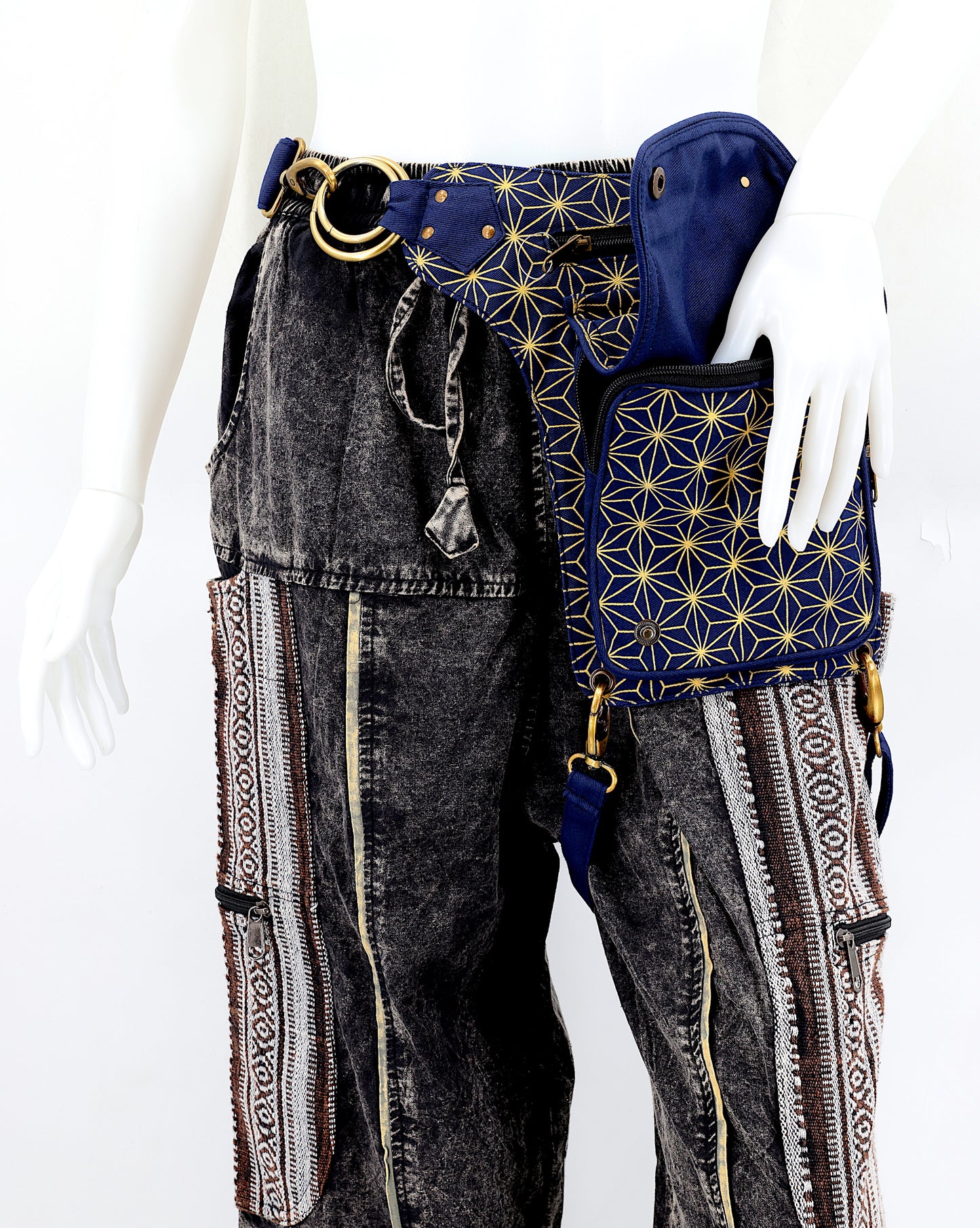 Cotton Hippie Handmade Flower Of Life Leg Belt Canvas Fanny Pack