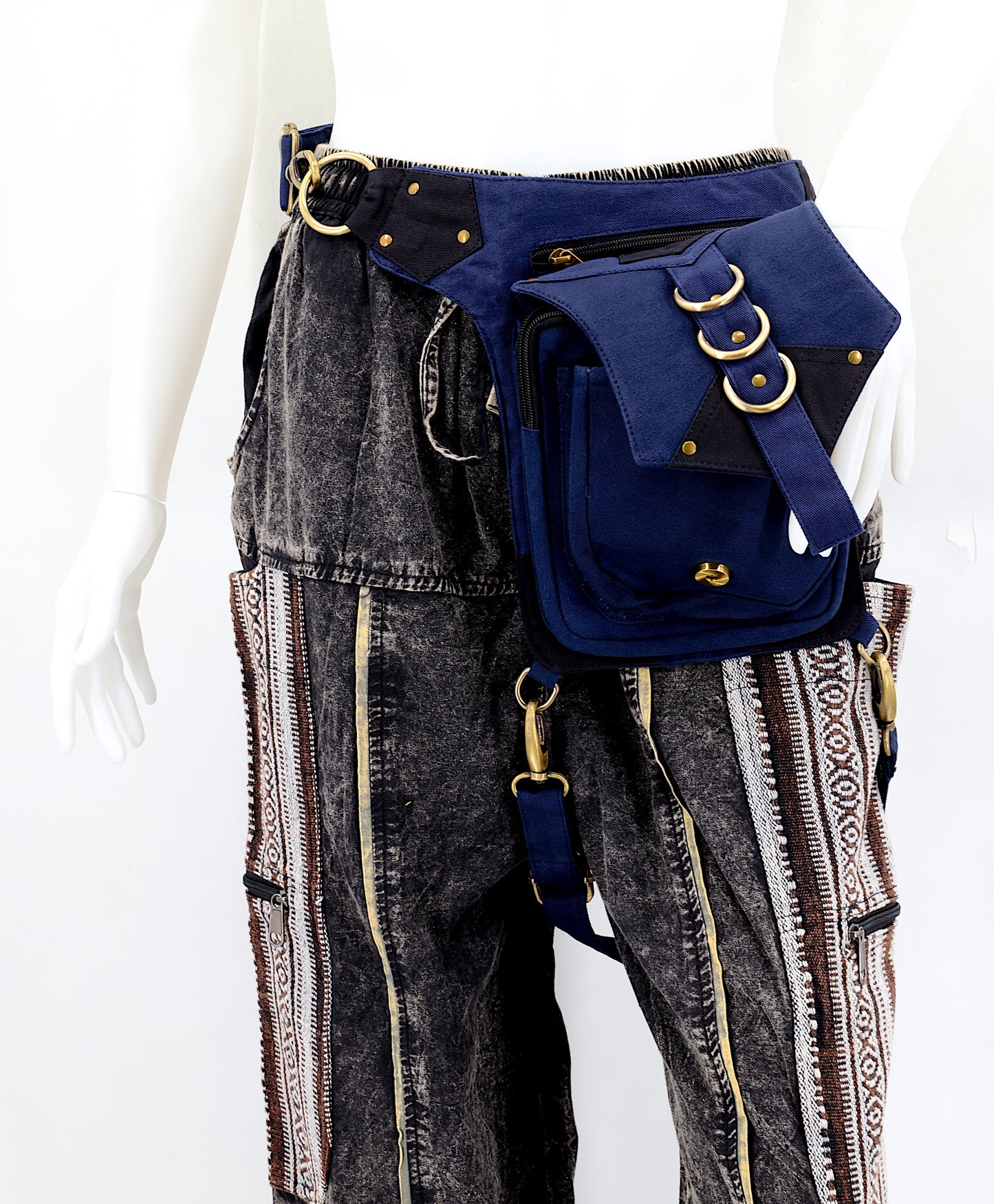 Cotton Hippie Handmade Solid Colored Ringed Leg Belt Fanny Pack